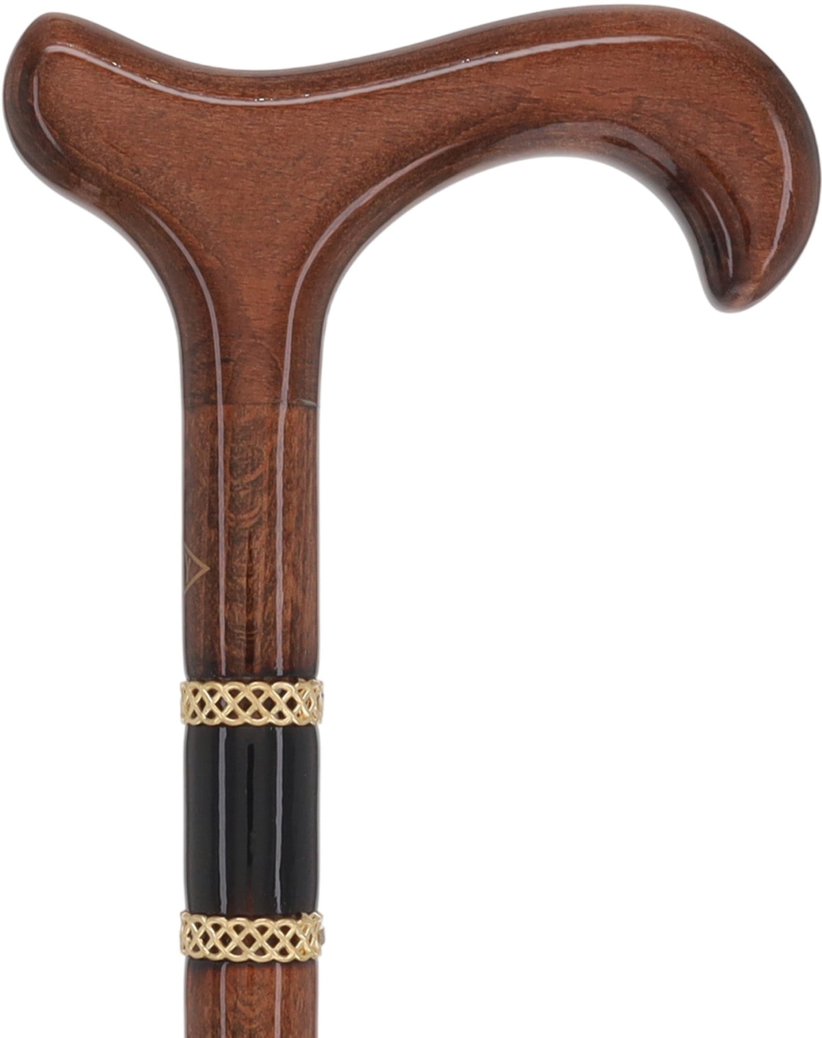 Gold Rings & Walnut Braided Derby Cane: Elegant Design