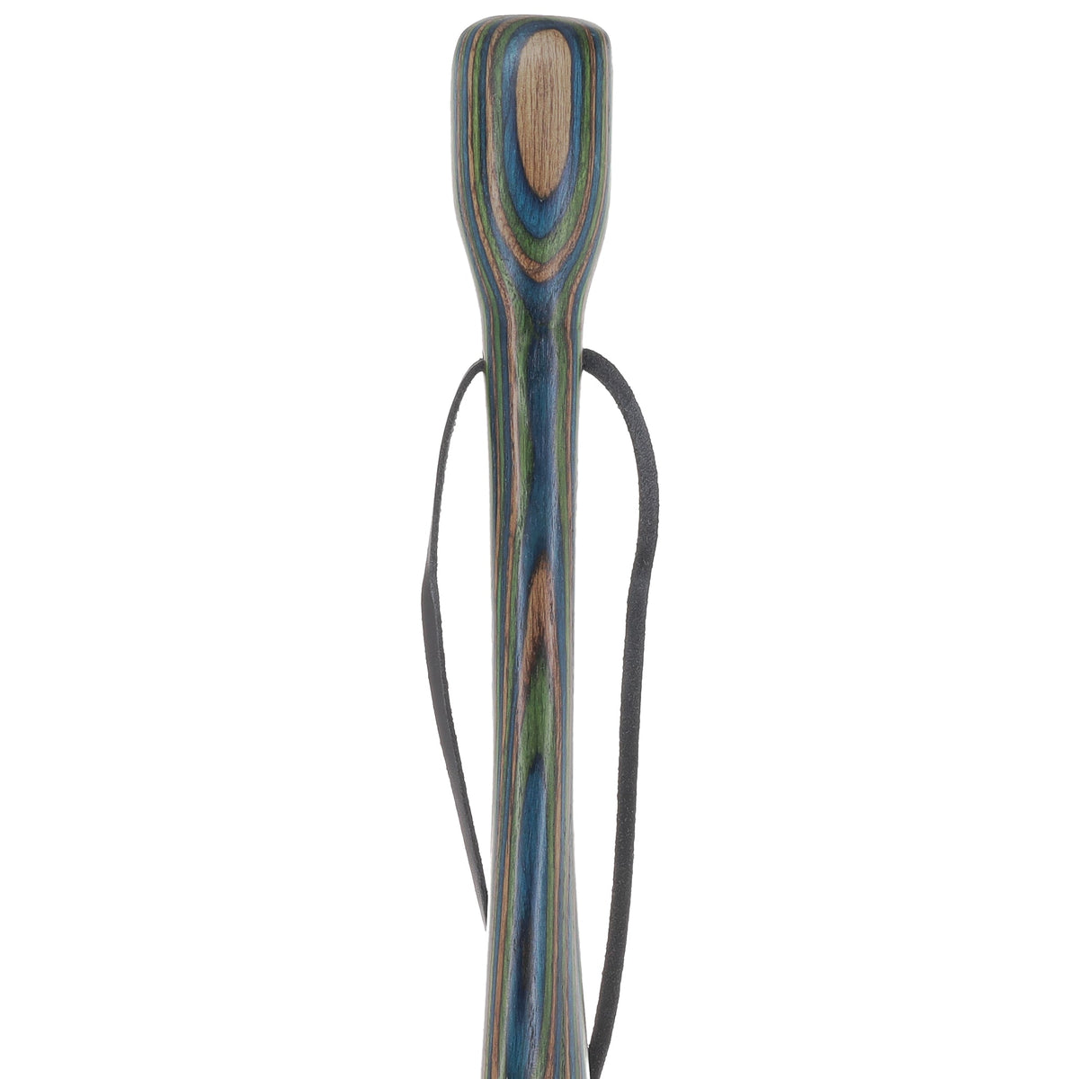 USA-Made Dark Blue/Green/Brown Hiking Staff: Birch, Compass