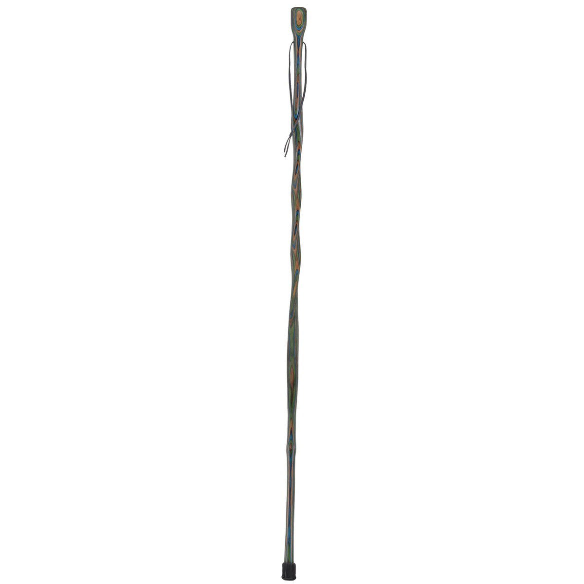 USA-Made Dark Blue/Green/Brown Hiking Staff: Birch, Compass