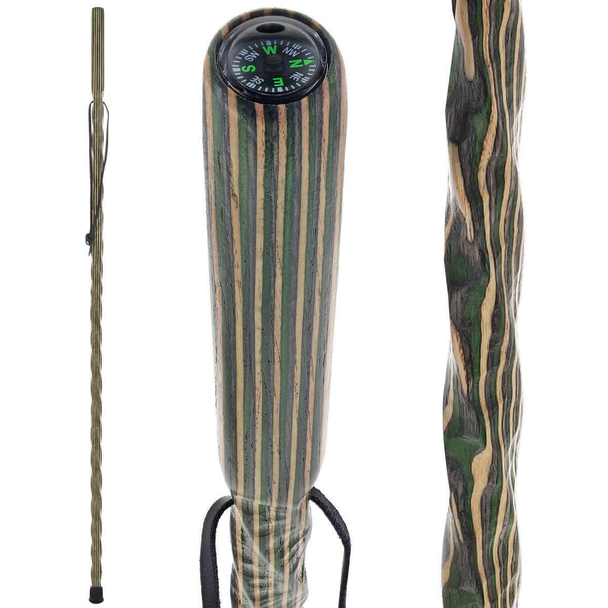 USA-Made Bean Colortone Hiking Staff: Rustic, Compass