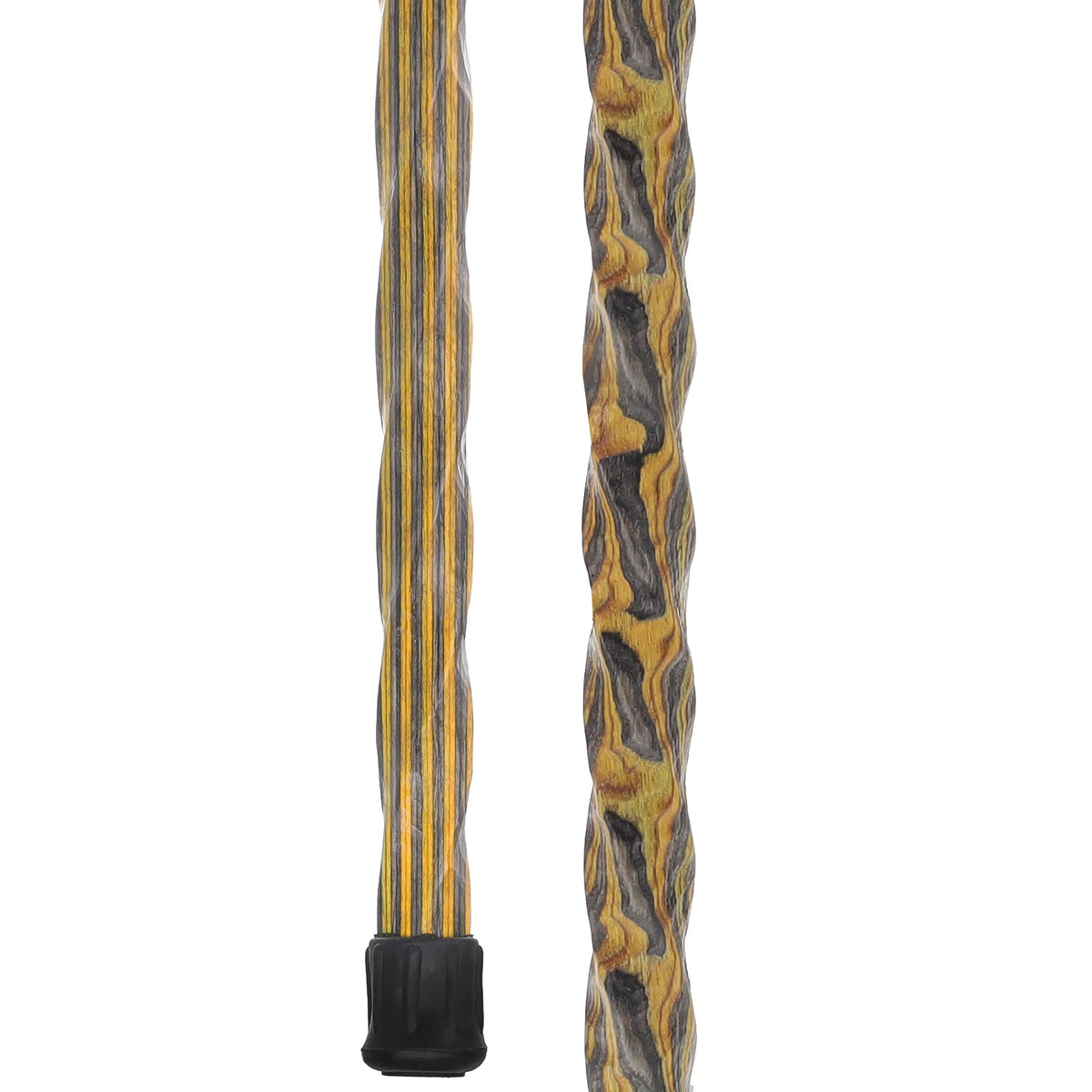 USA-Made Black/Yellow Colortone Hiking Staff: Rustic, Compass