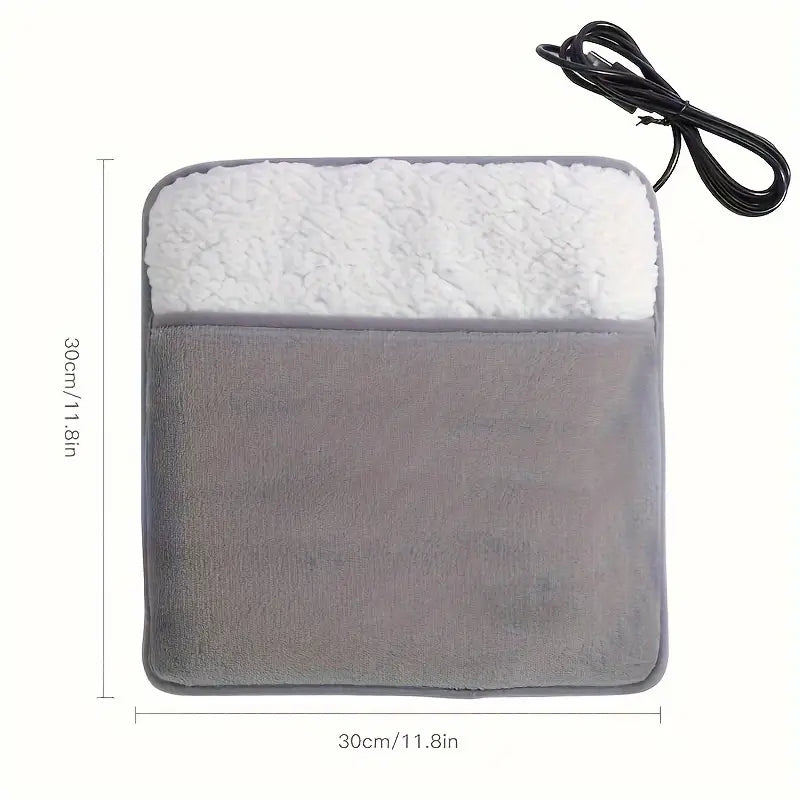 USB-Powered Heating Set - Blanket, Foot Pad, Seat Cushion (Gray)