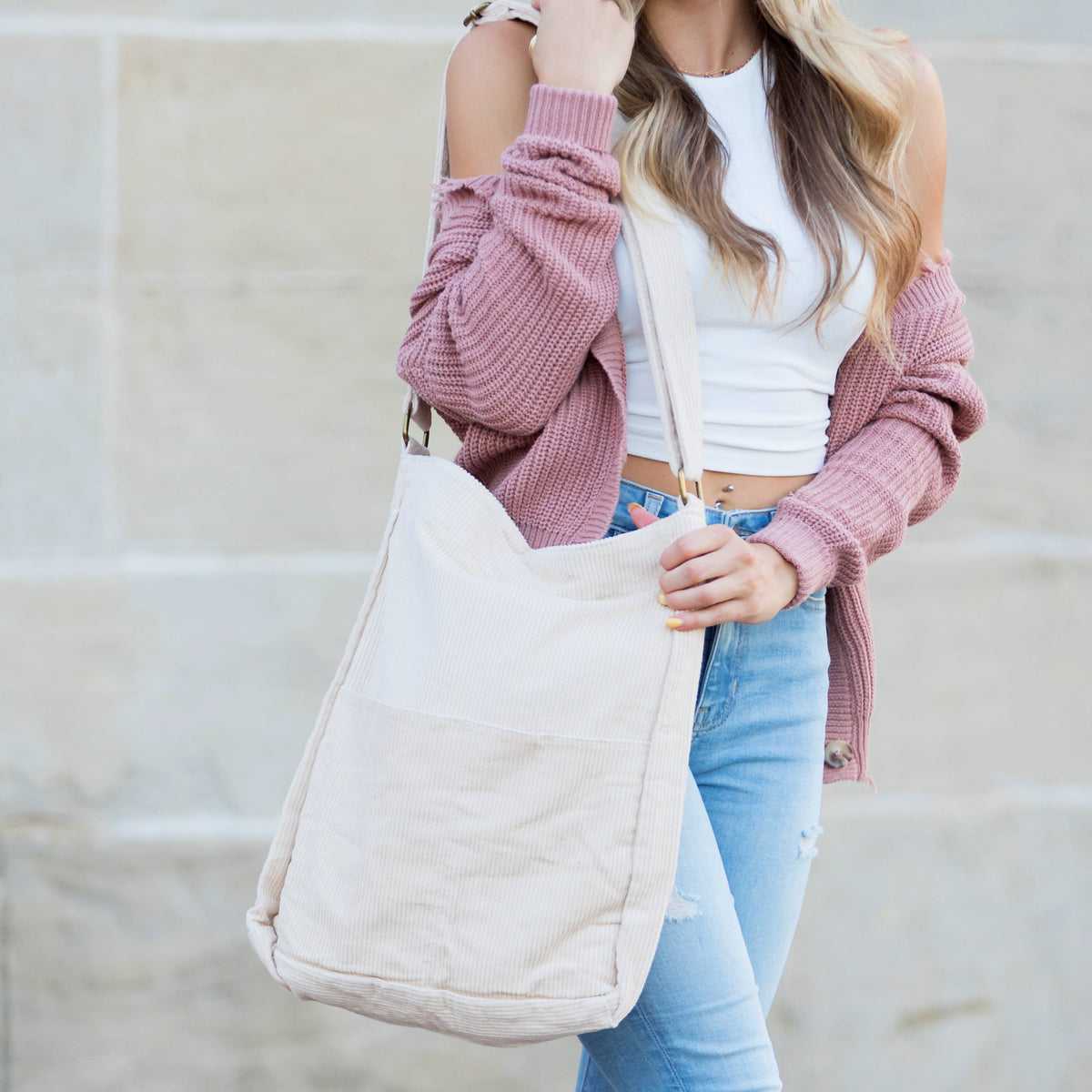 Corduroy Messenger Bag