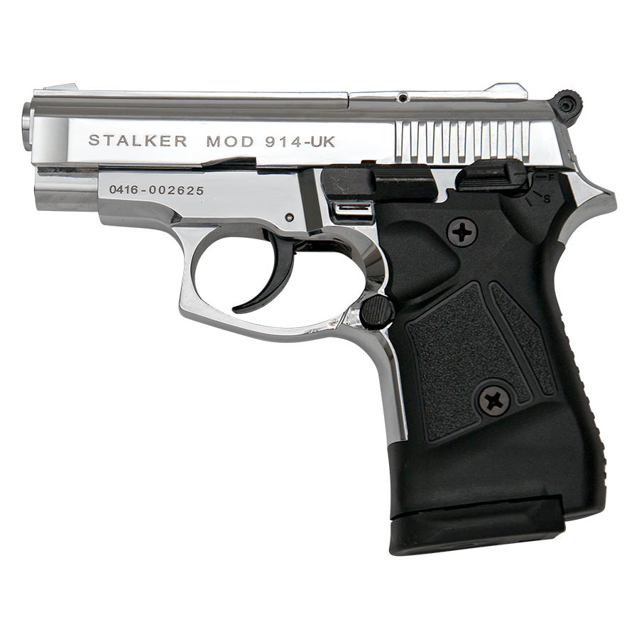 Stalker 914 Chrome Finish - Full Automatic 9mm Blank Firing Replica Gun