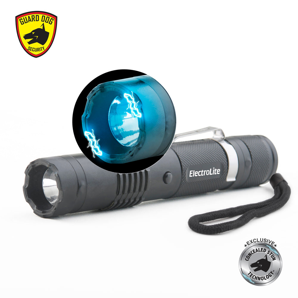 ElectroLite Compact Tactical Stun Gun Flashlight with Belt Clip, 140 Lumen Light