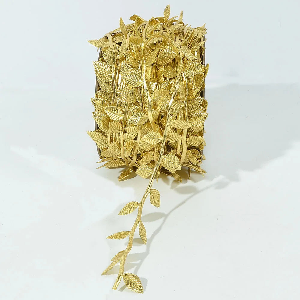 Gold Leaves Vine Artificial Silk Leaf Wreath - 5M