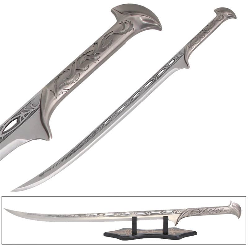 Silver Fantasy Claw Collector Sword with Wooden Display Stand 37.5 Inch