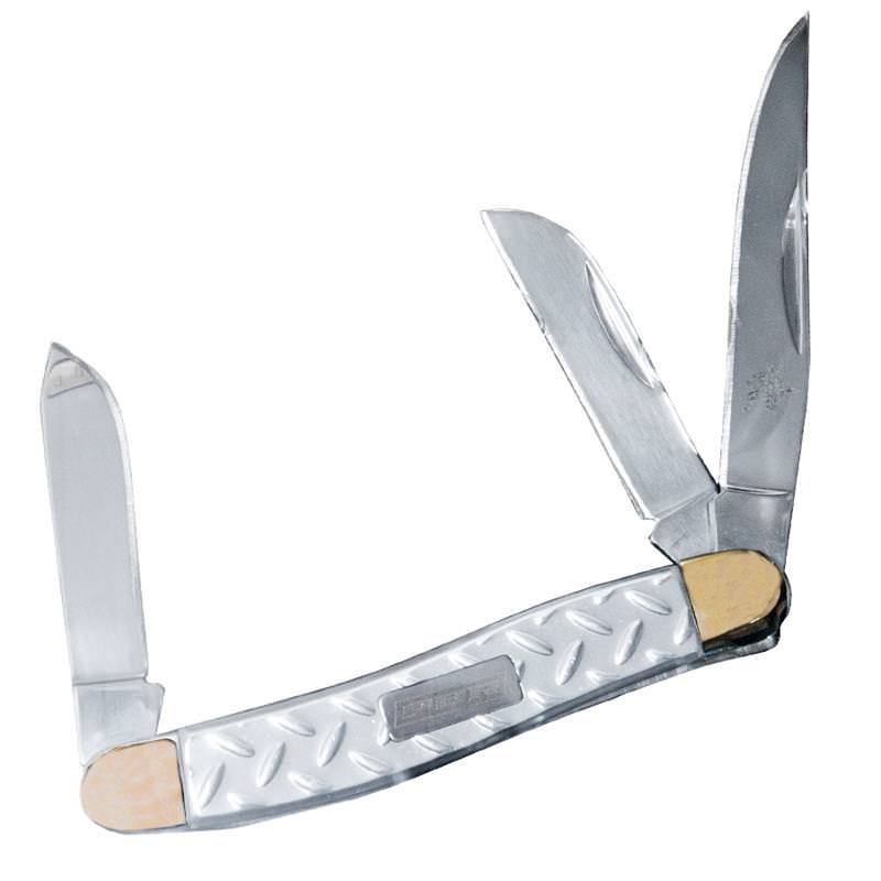 PBR Diamond Plate Handle Stockman Knife In Display Tin Box - TOPHATTER'S ARMORY DEALS