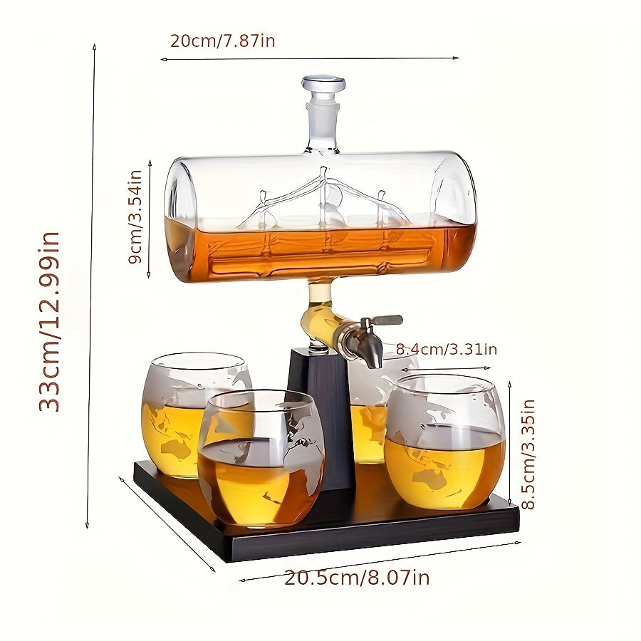 Skull Globe Wine Aerator Set with 4 Glasses