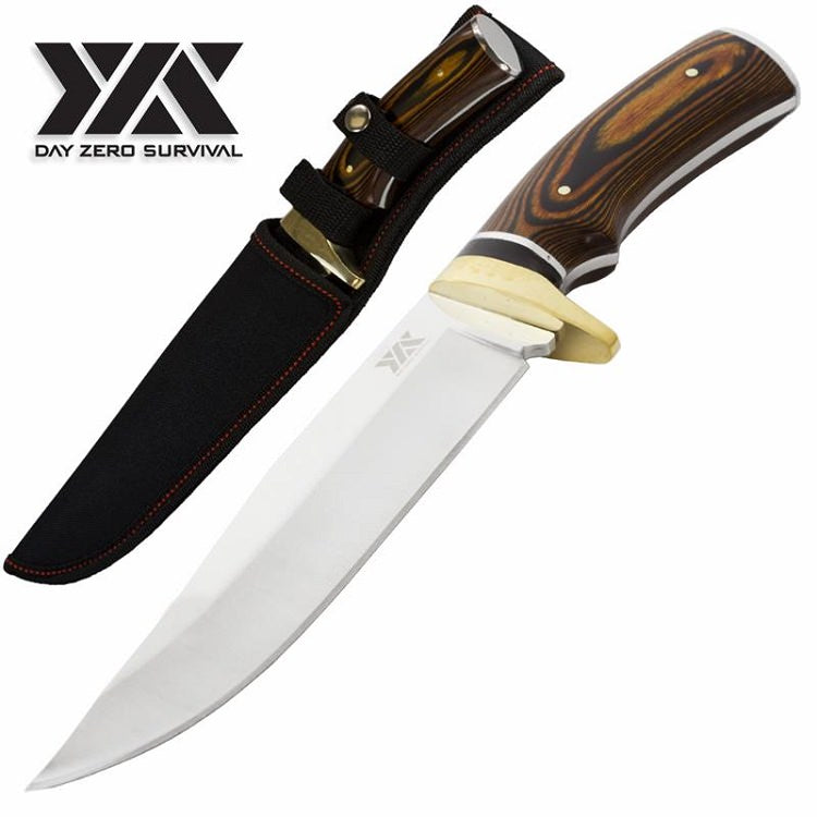 11.8" Fixed Blade Hunting Knife, Full-Tang Structure, Natural Wood Handle - TOPHATTER'S ARMORY DEALS