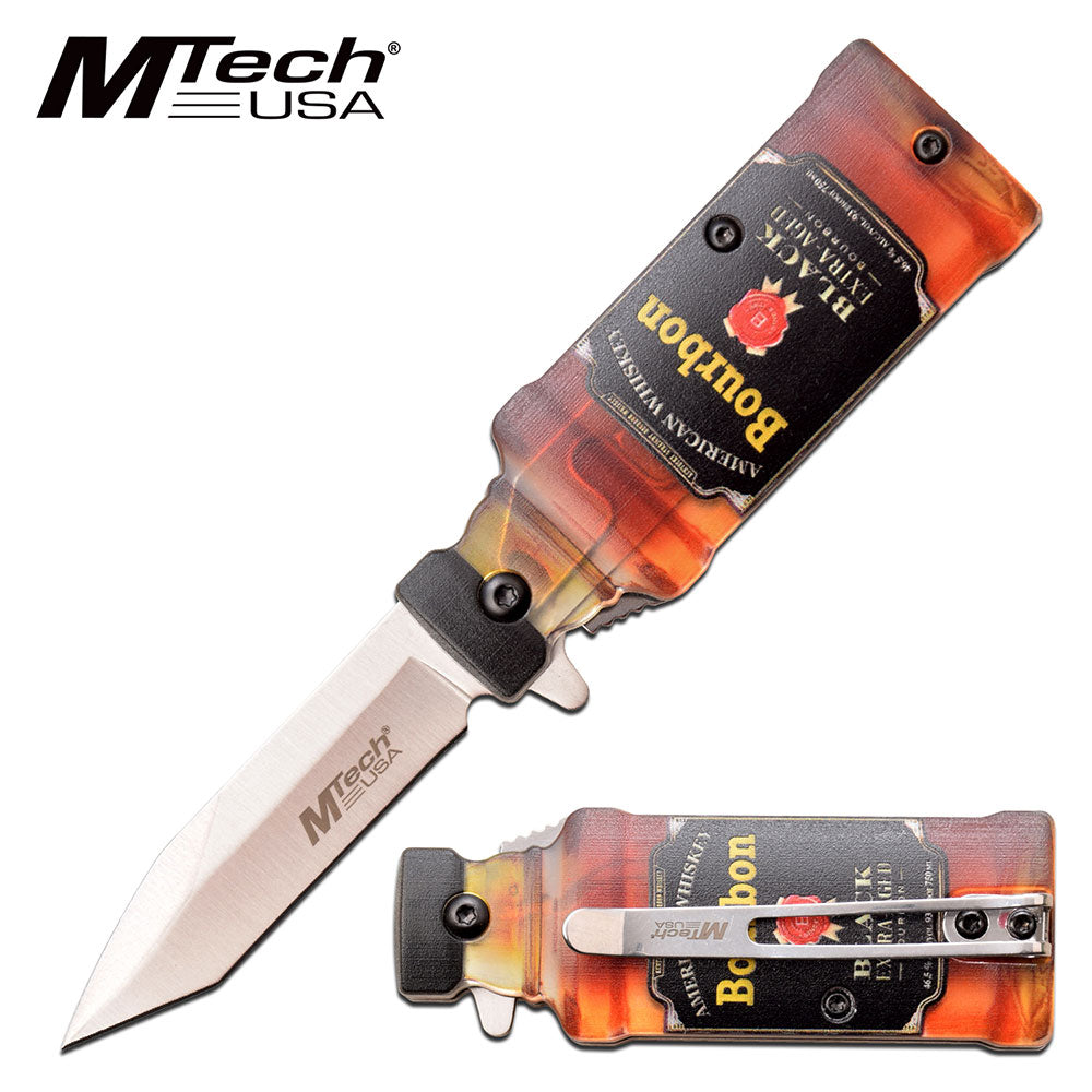 Pocket Knife Bourbon Bottle Design Spring Assisted Folder