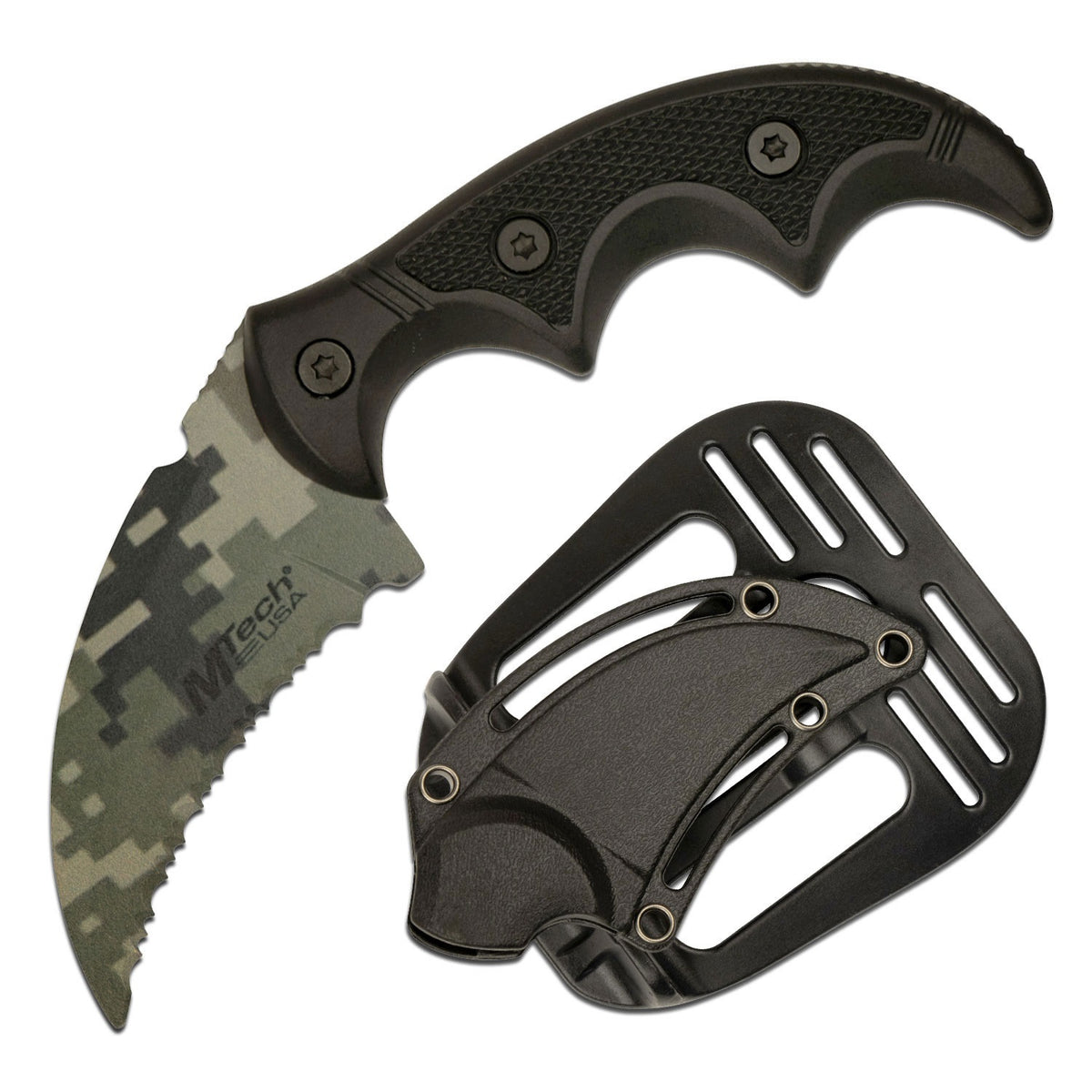 Mtech 5" Digital Camo Full Tang Serrated Combat Karambit Knife - TOPHATTER'S ARMORY DEALS