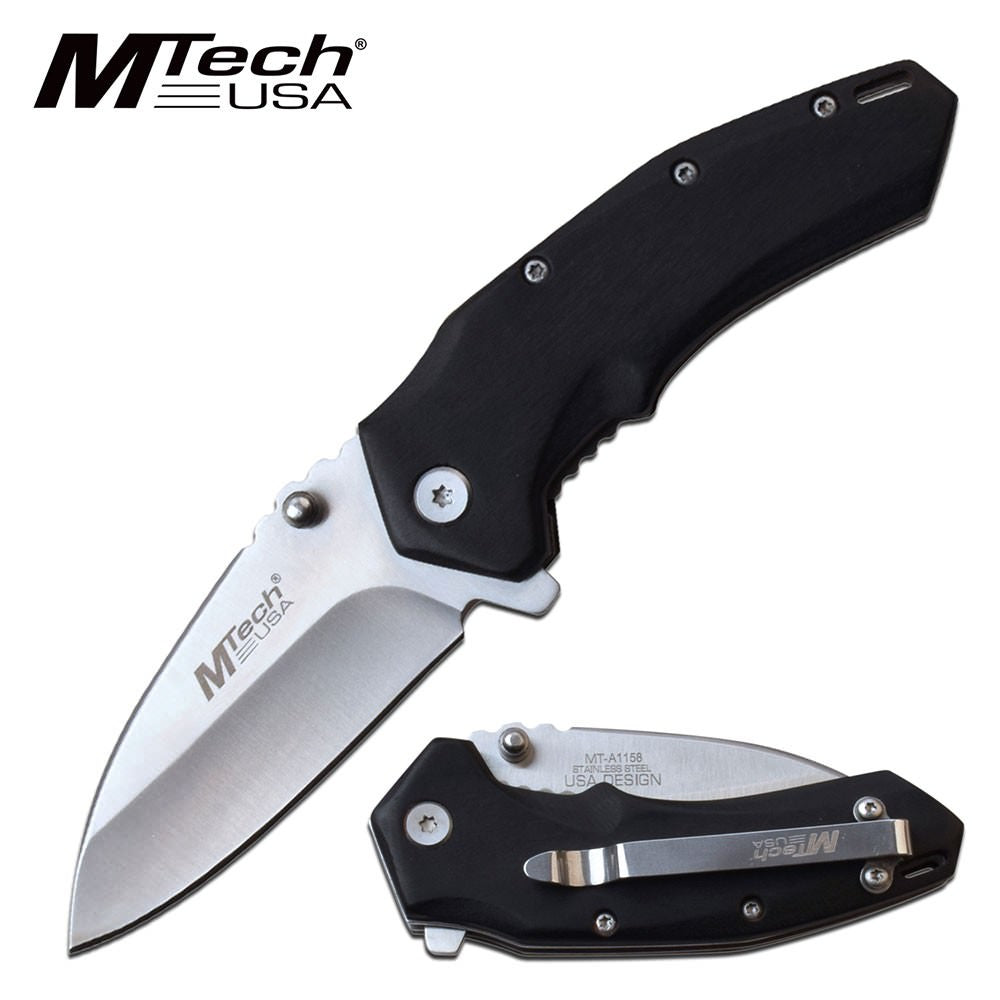 Mtech Pocket Knife Black Pakkawood Handle Spring Assisted Knife