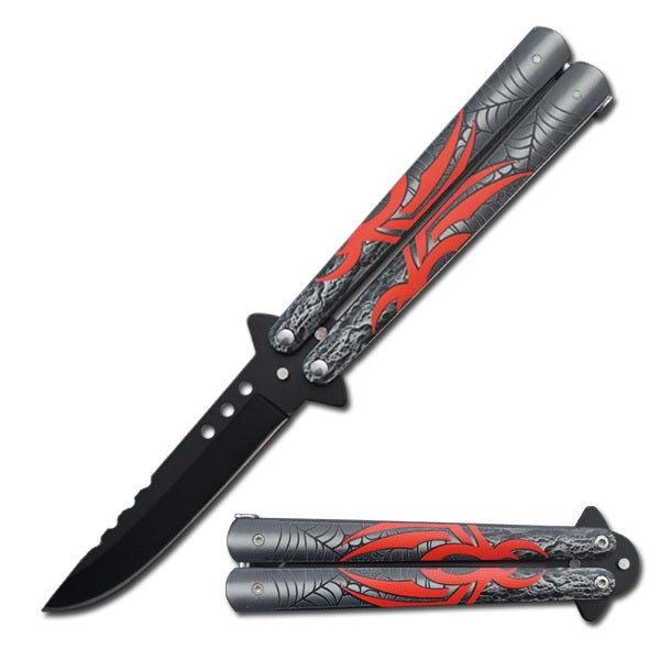 5" Closed Length Red Spider Balisong Butterfly Knife - TOPHATTER'S ARMORY DEALS