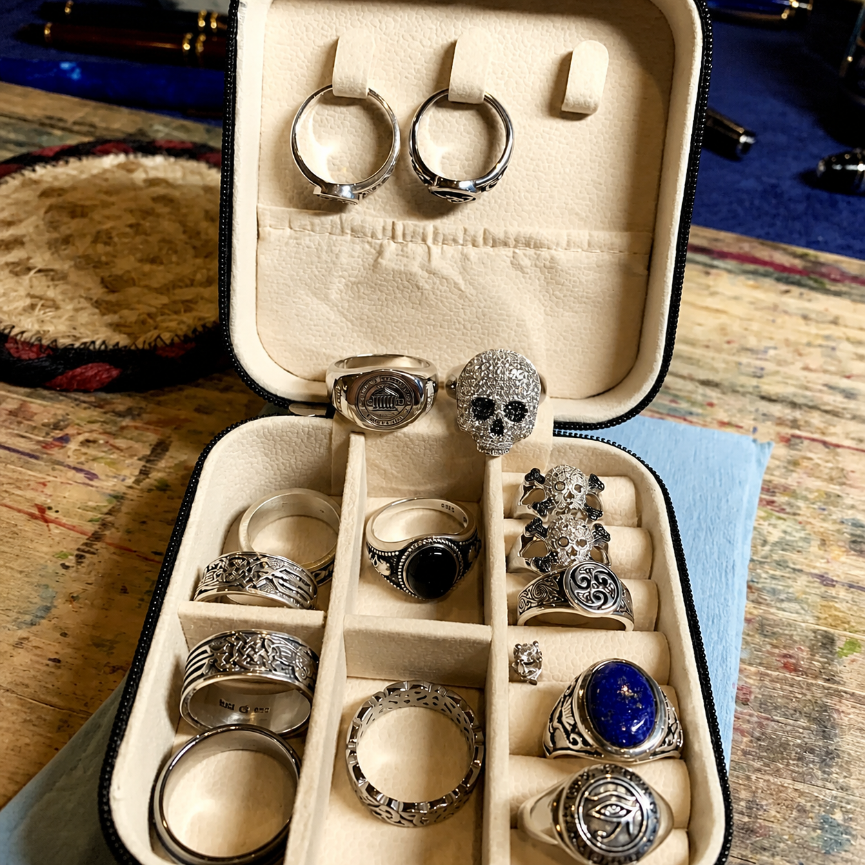 Portable Travel Jewelry Organizer Box with Removable Dividers