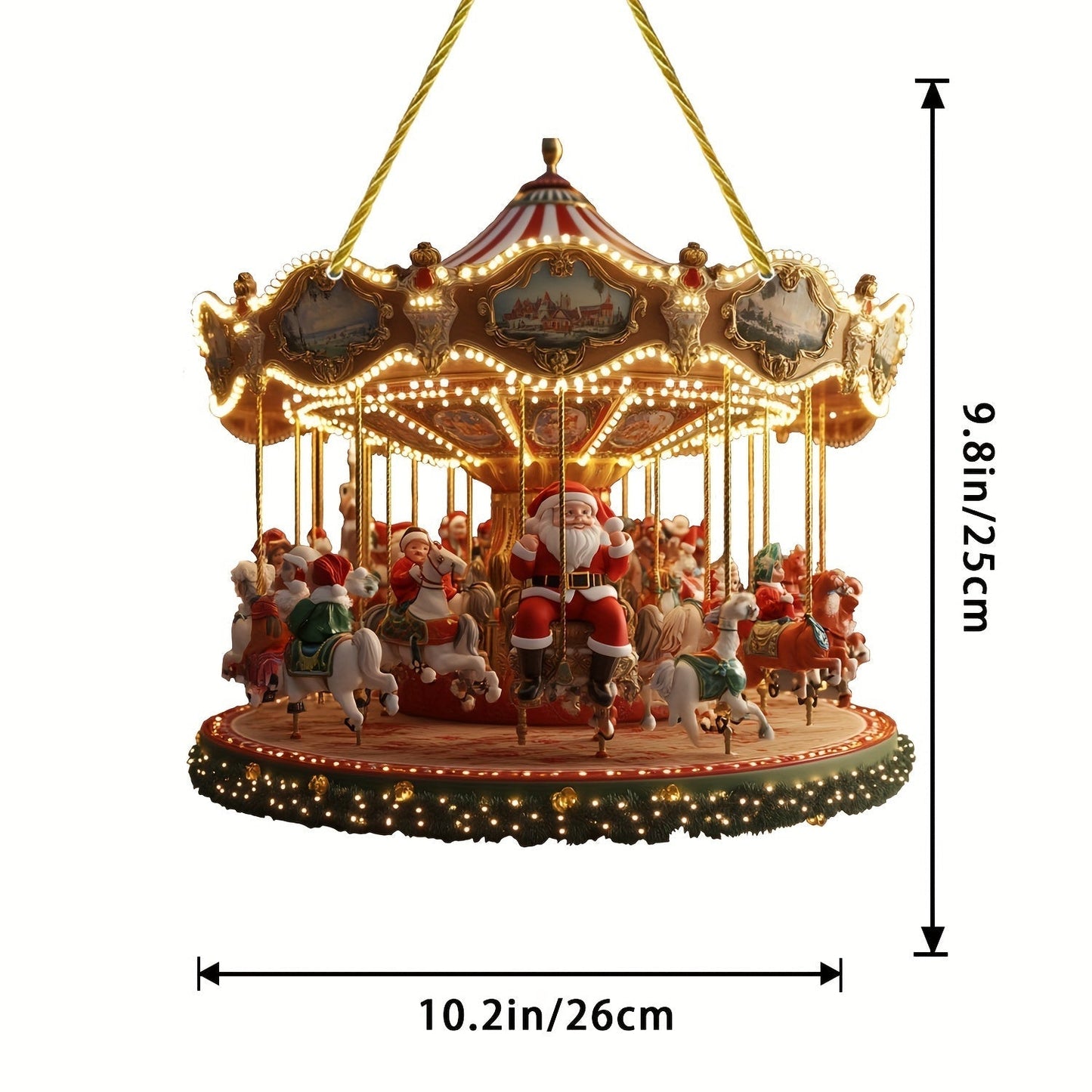 Santa Claus Carousel Acrylic Sun Catcher – Hanging Decor