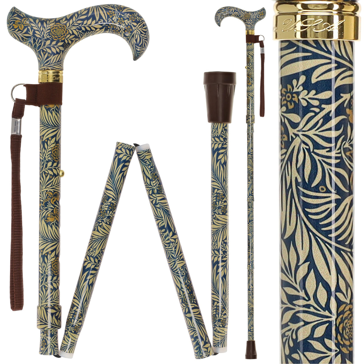 Golden Petals Folding FashionStix: Designer Foldable Derby Cane
