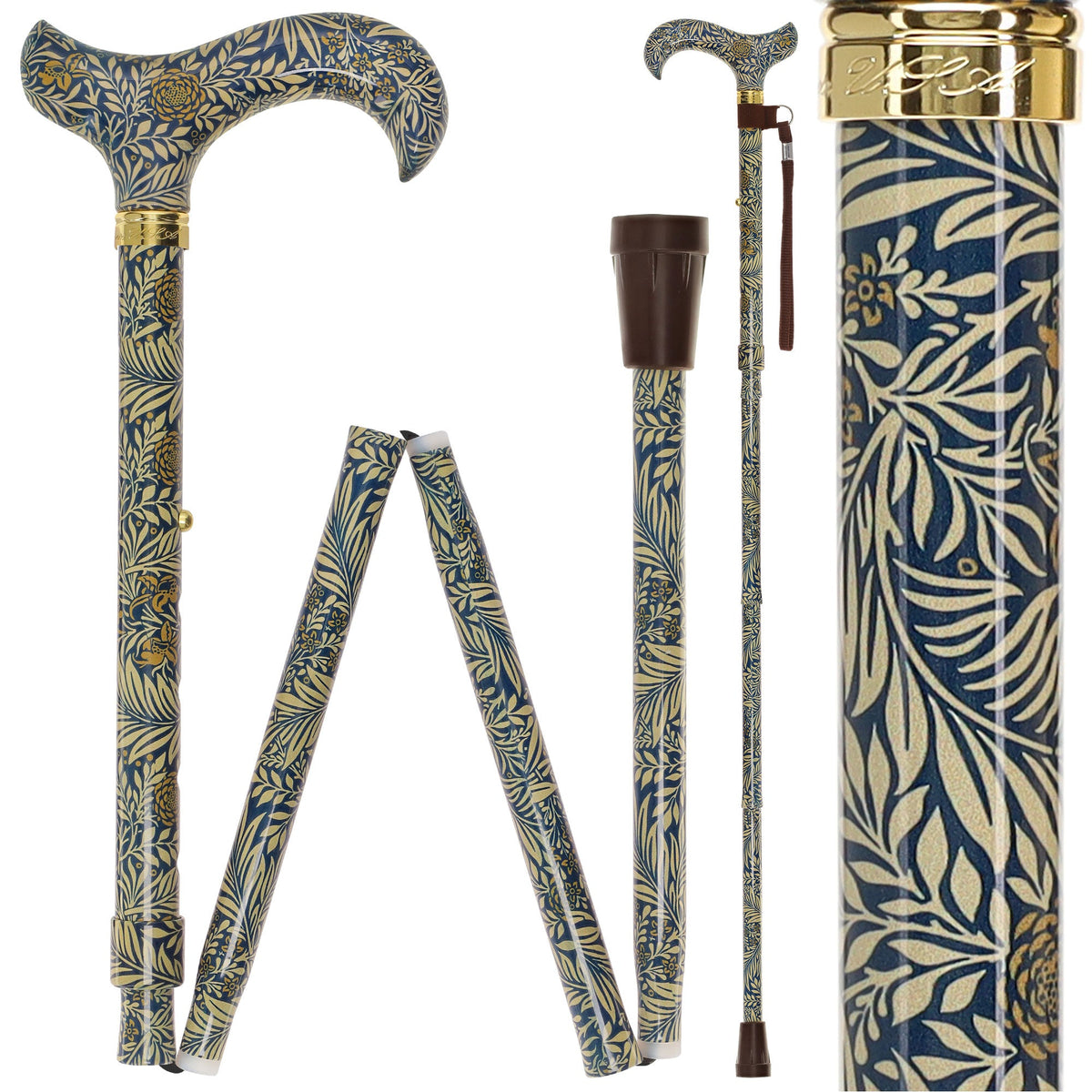 Golden Petals Folding FashionStix: Designer Foldable Derby Cane