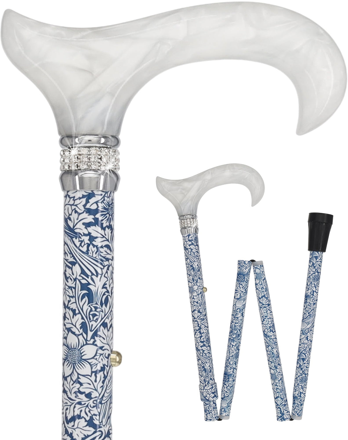 Songbird Harmony Rhinestone Pattern Orthopedic Derby Cane