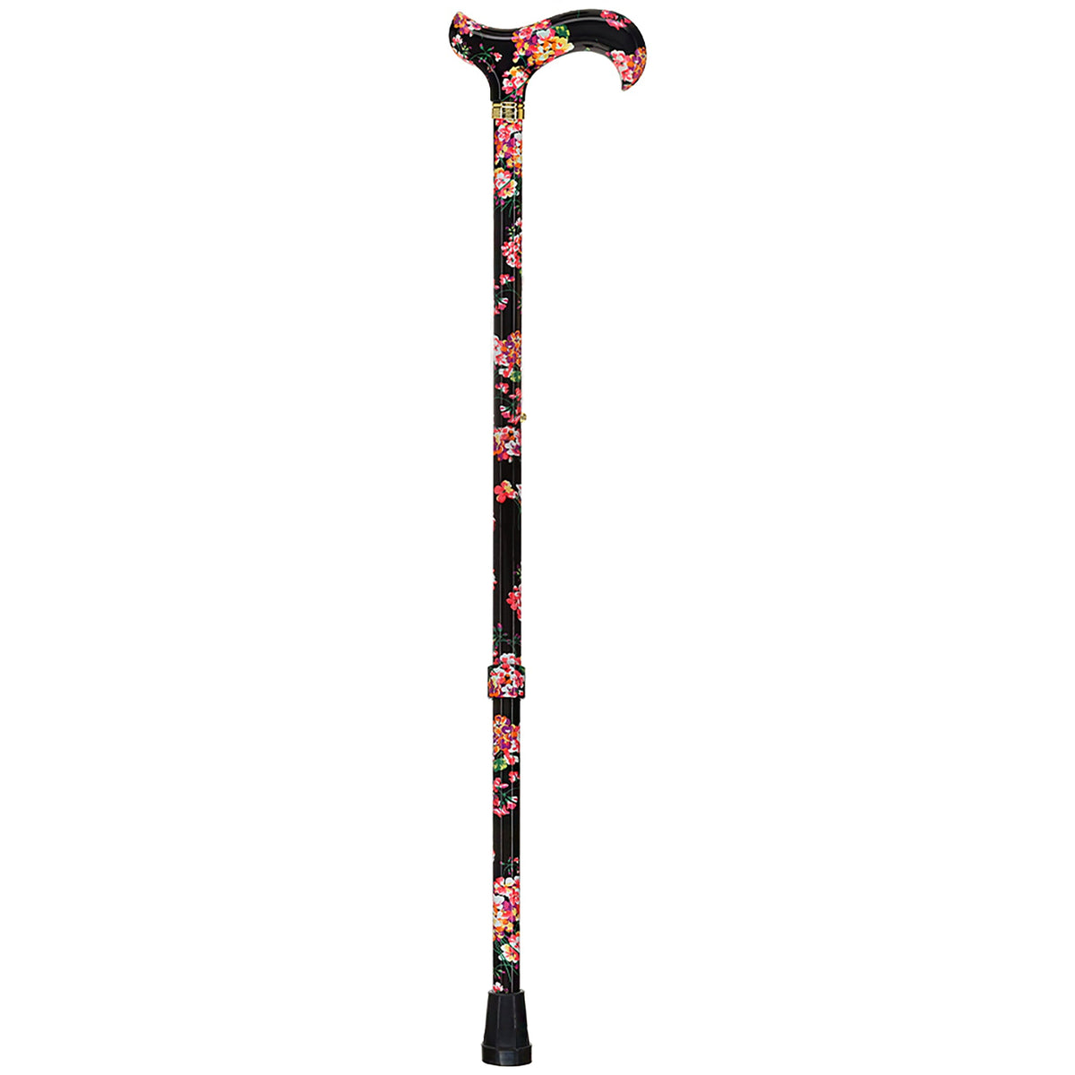 Midnight Floral Designer Cane: Luxury Silk Scarf Option