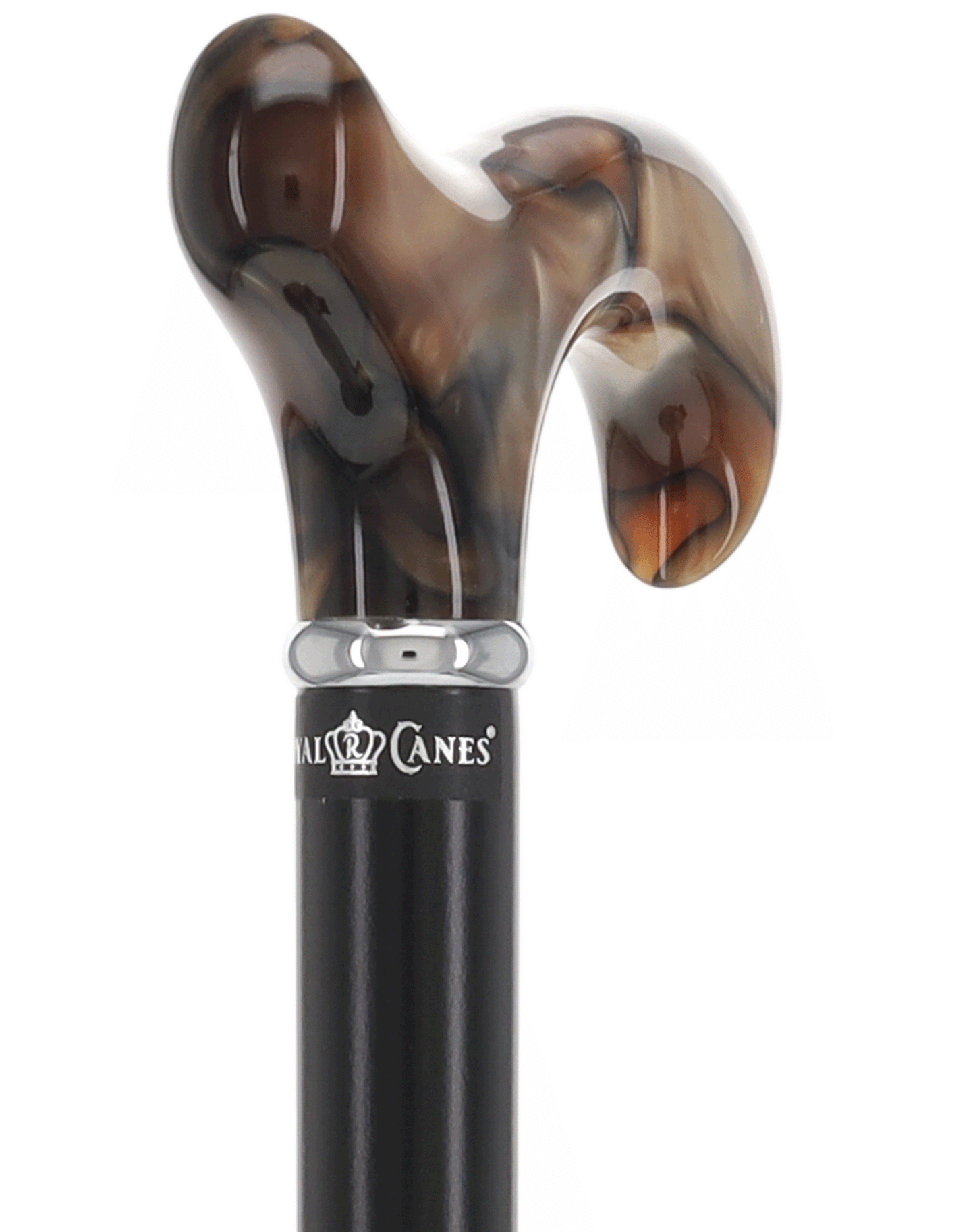 Golden Sienna Derby Cane: Pearlescent Acrylic, Beechwood