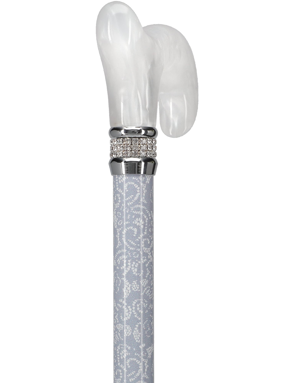 Graceful Lace Pearlz Folding Designer Adjustable Cane w/ Rhinestone collar