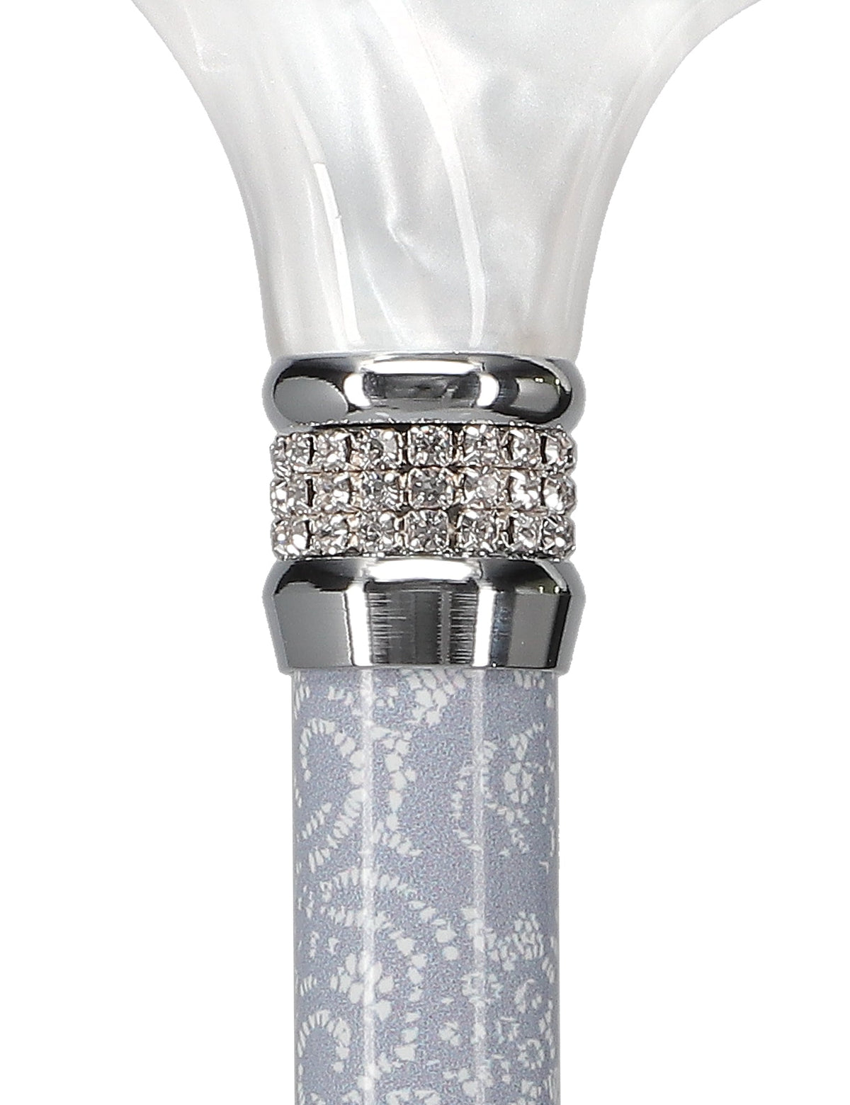 Graceful Lace Pearlz Folding Designer Adjustable Cane w/ Rhinestone collar