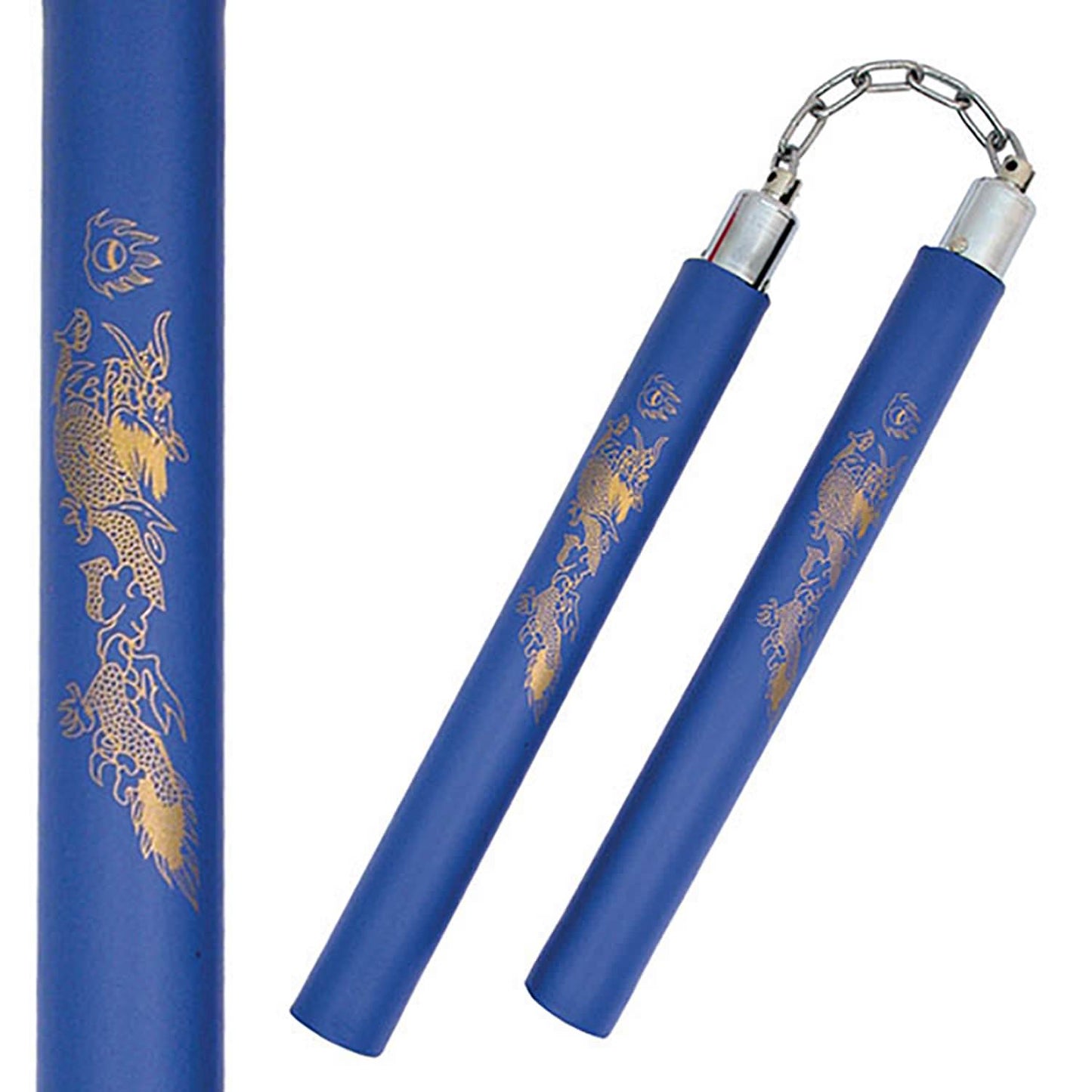 Nunchaku - Ball Bearing Chain 12 Inch Blue Foam Padded Nunchucks
