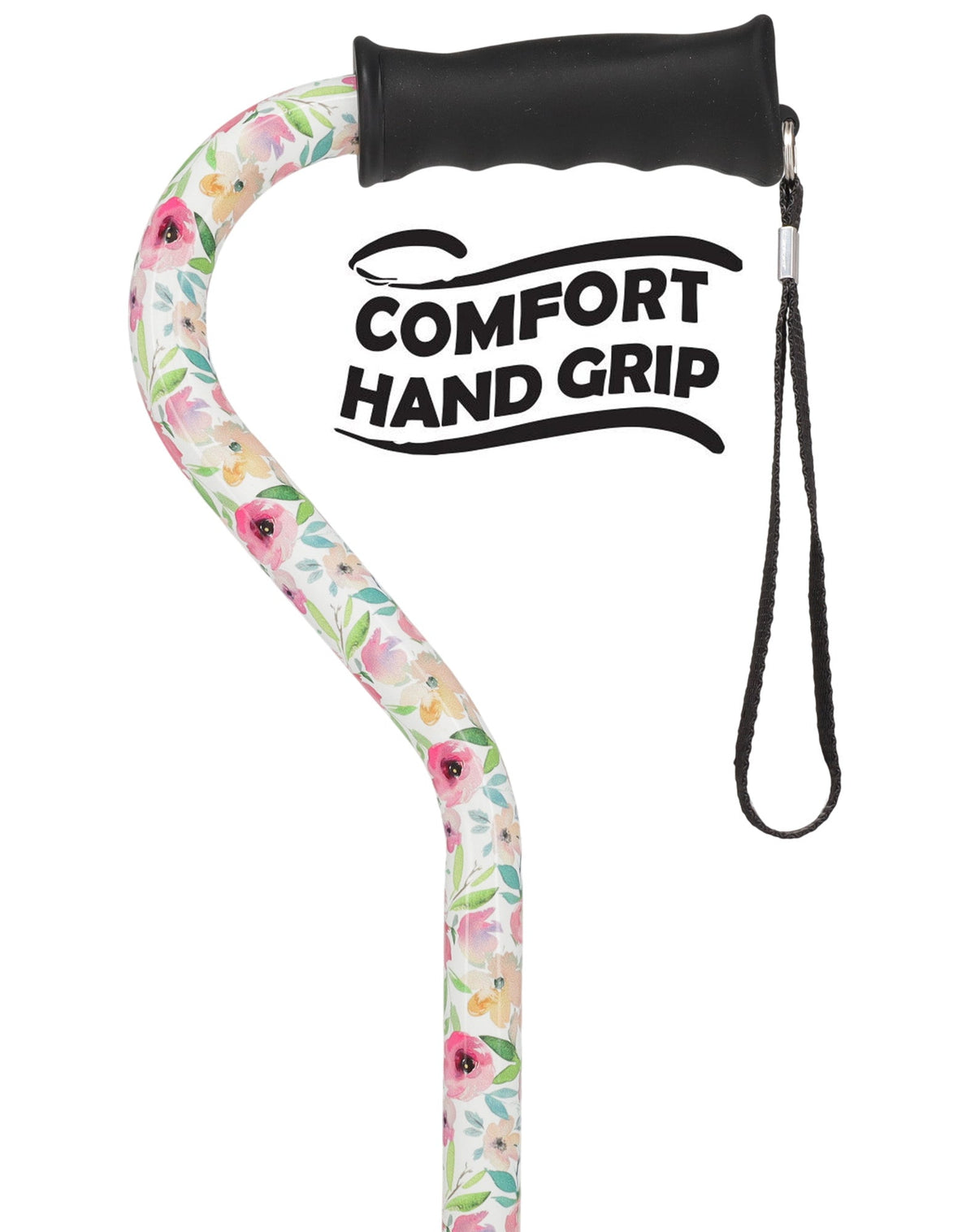Watercolor Flowers Vivienne May Convertible Quad Base Walking Cane with Comfort Grip - Adjustable Sh