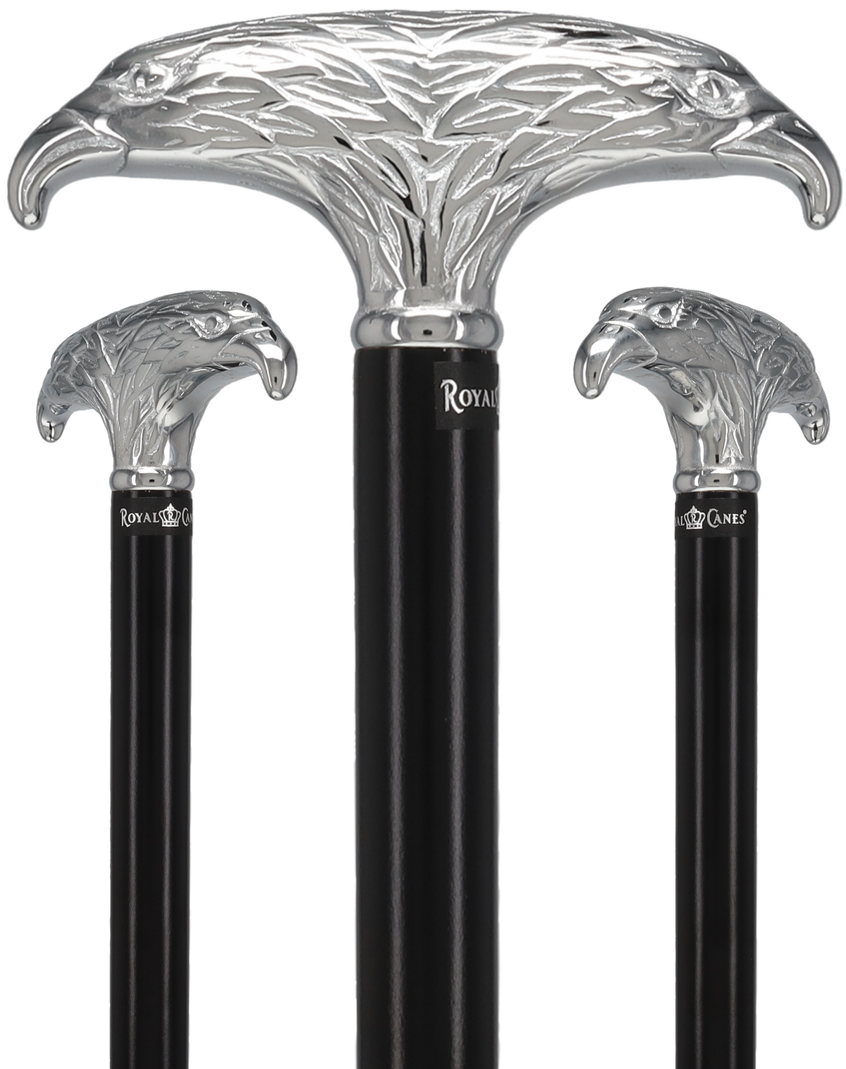 Patriotic Chrome Plated Double Eagle T-Handle Walking Cane