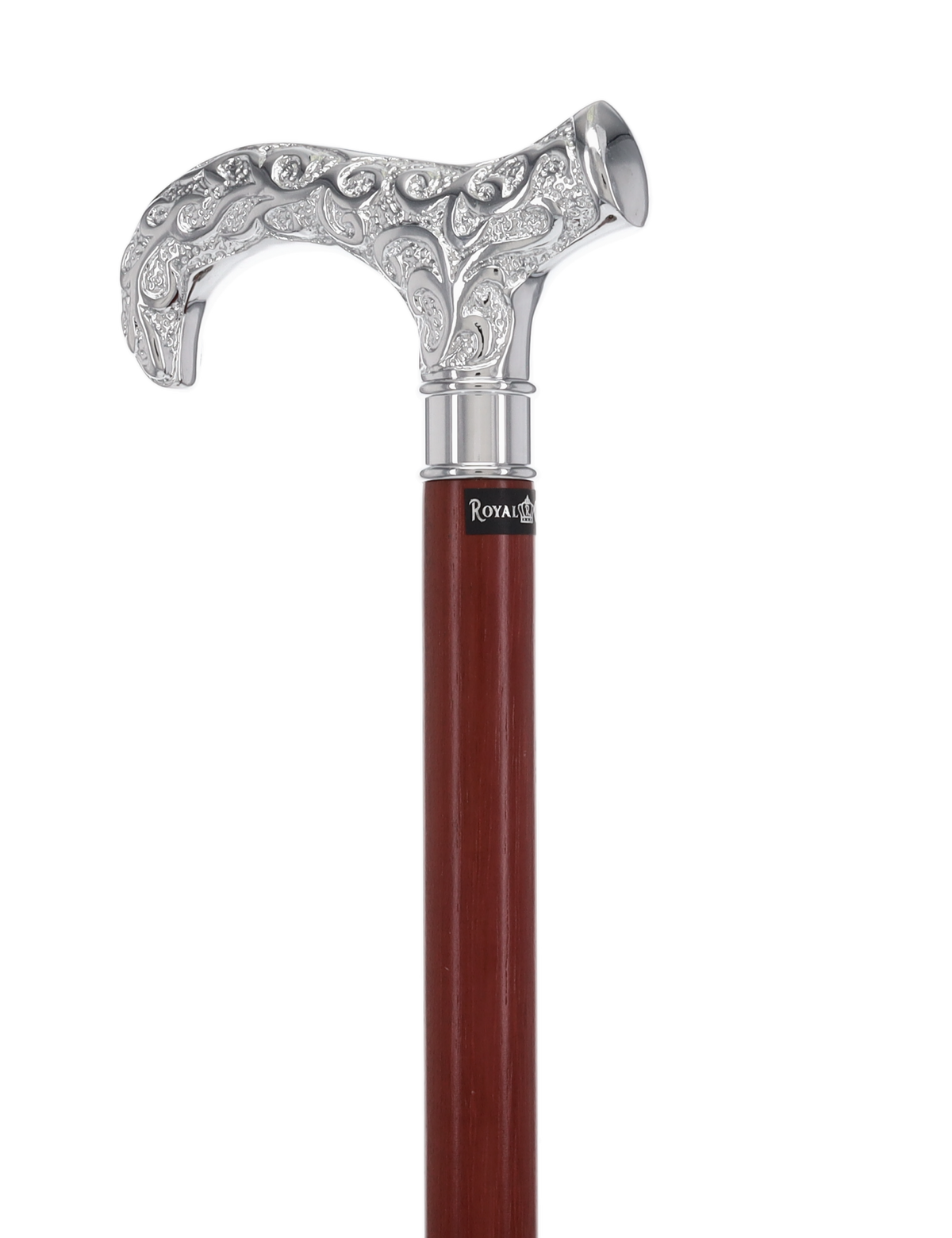 Super Strong Silver Scrollwork Derby: Luxury Silver-Plated Handle, Extra Long