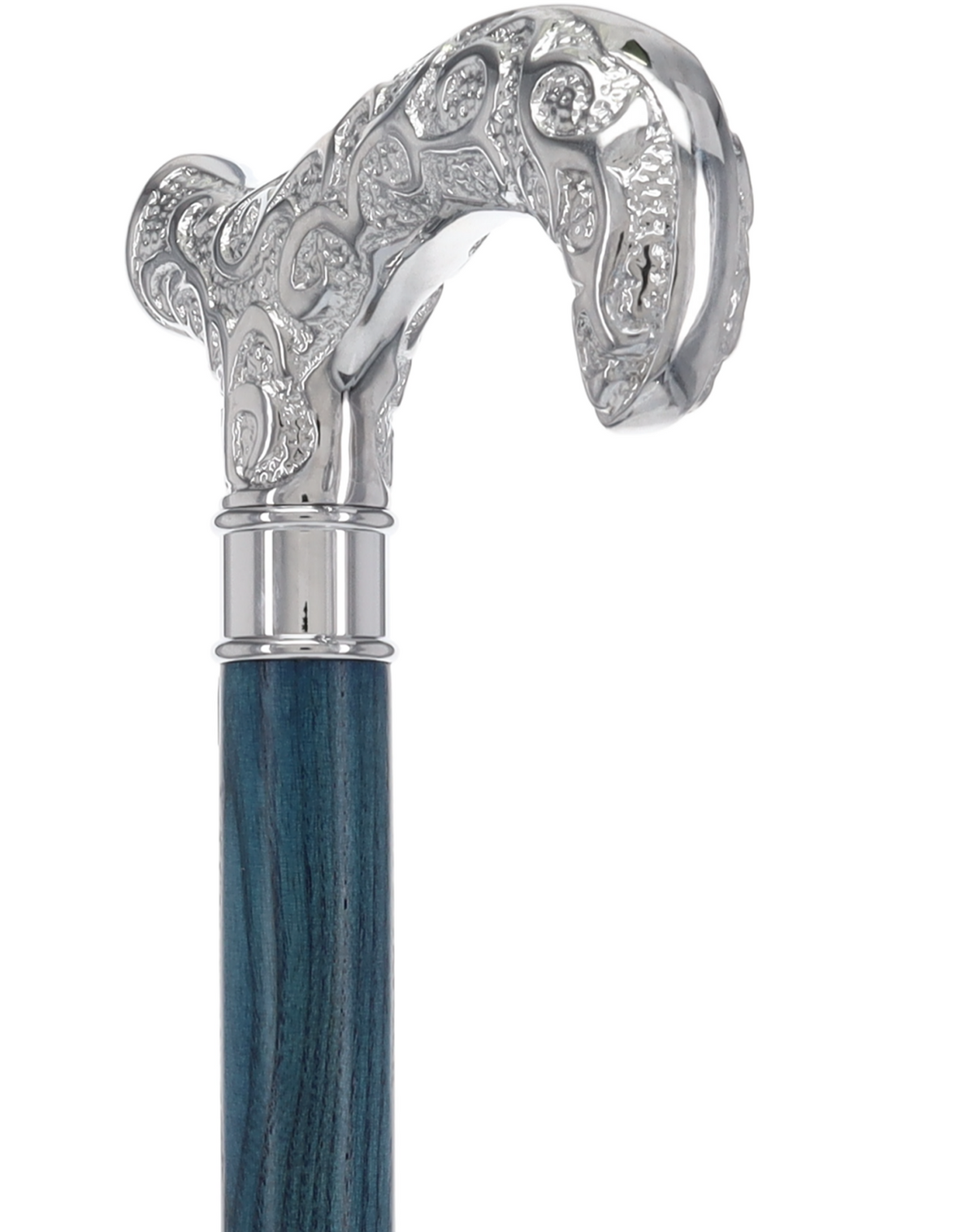Super Strong Scrollwork Silver-Plated Handle, Blue Denim Shaft