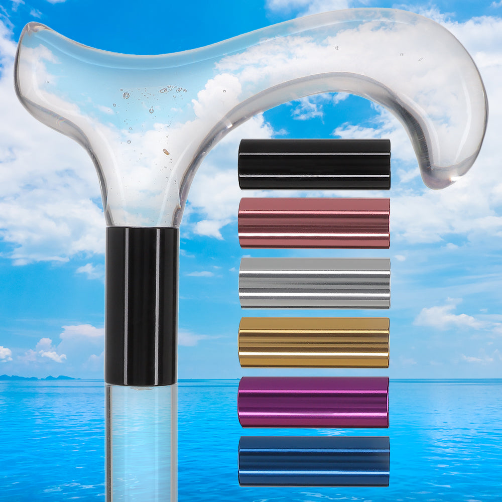 Elevate Style: Clear Lucite Cane with Customizable Collar