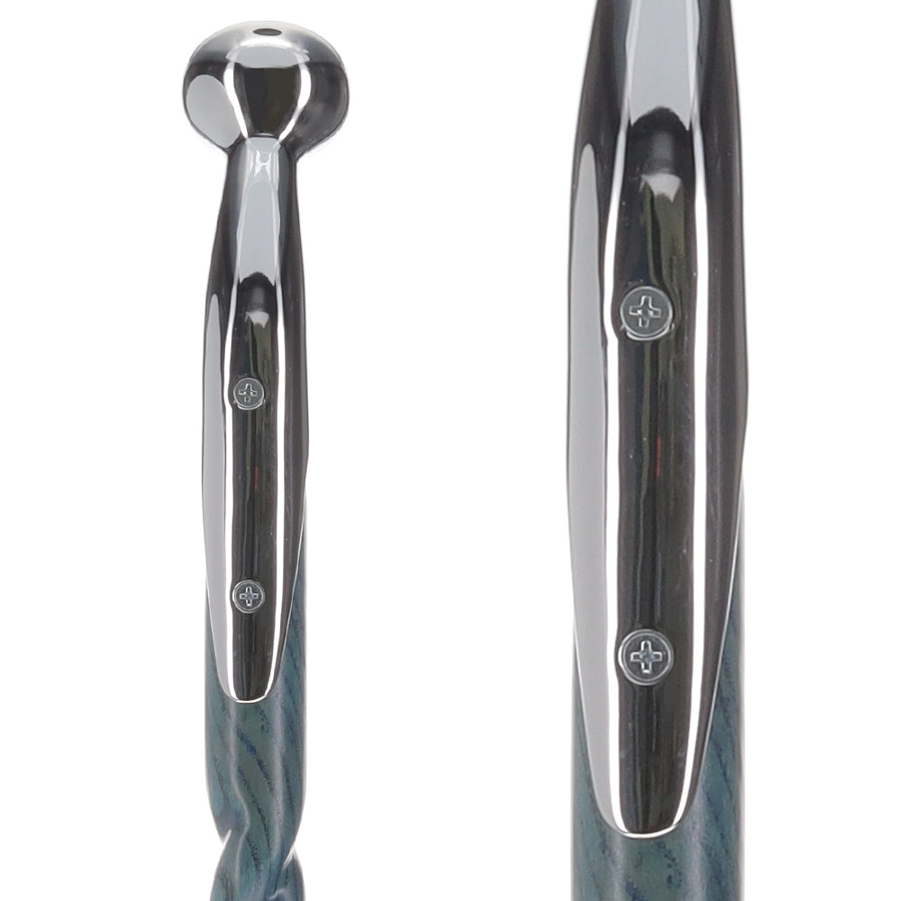Twisted Blue Ash & Hame Chrome Walking Stick