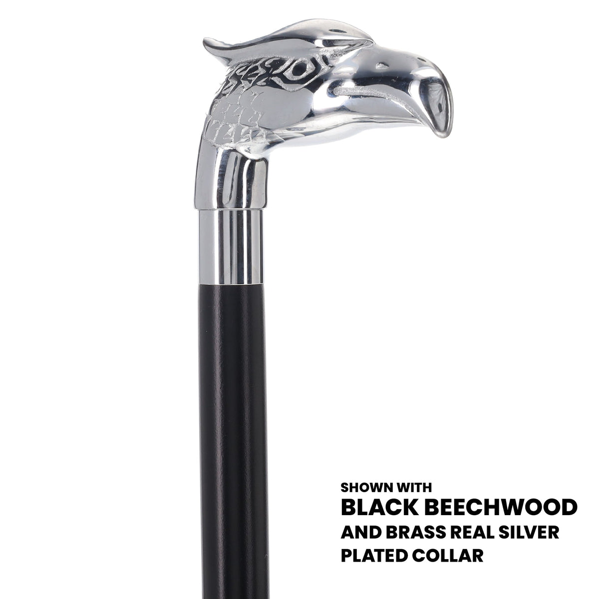 Eagle Premium Chrome Brass Handle Cane: Custom Shaft & Collar