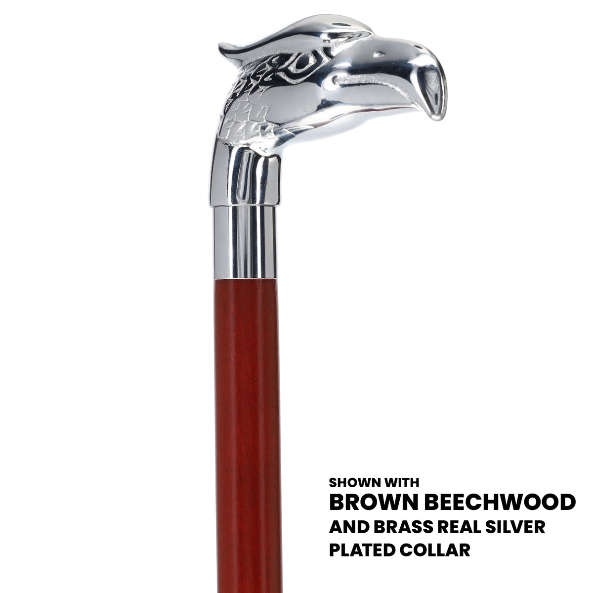 Eagle Premium Chrome Brass Handle Cane: Custom Shaft & Collar