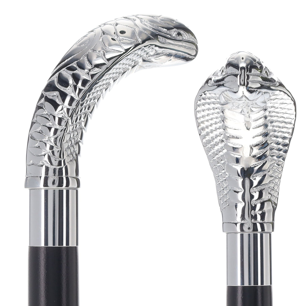 Chrome Plated Snake Handle Walking Cane w/ Custom Shaft and Collar