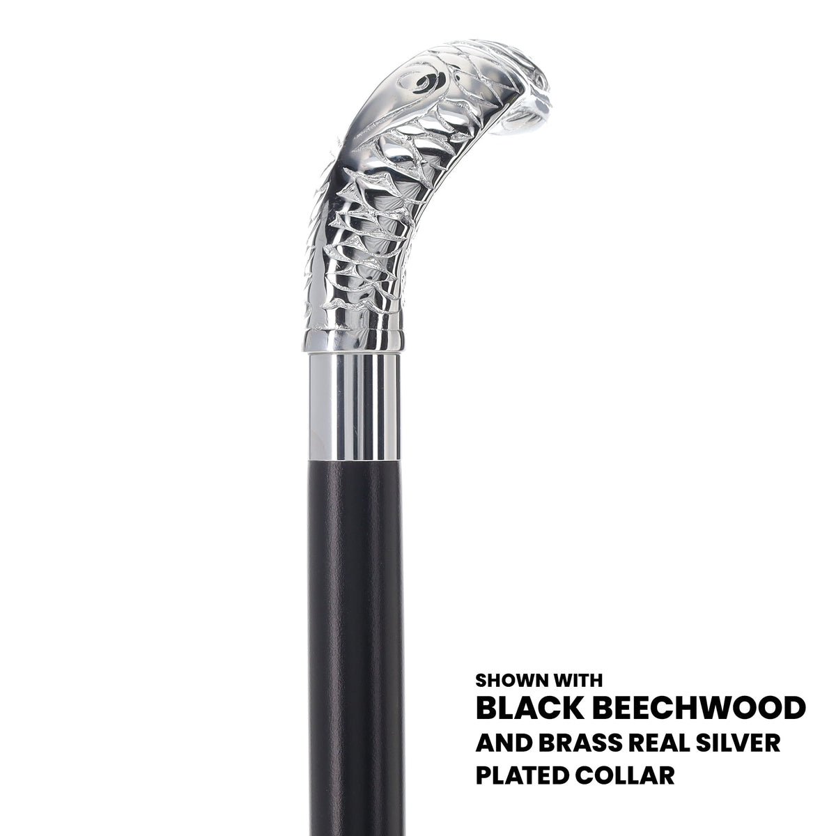 Chrome Plated Snake Handle Walking Cane w/ Custom Shaft and Collar