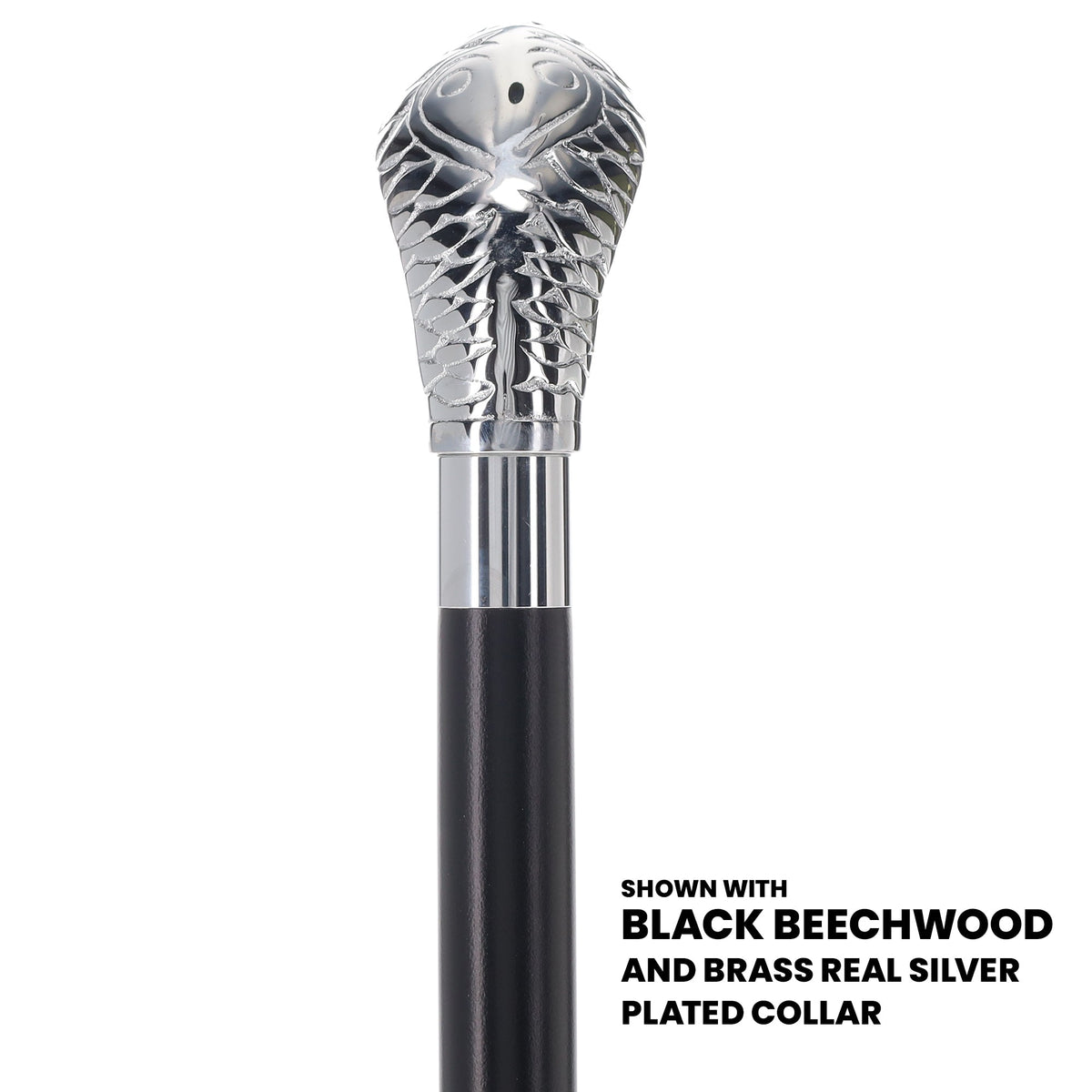Chrome Plated Snake Handle Walking Cane w/ Custom Shaft and Collar