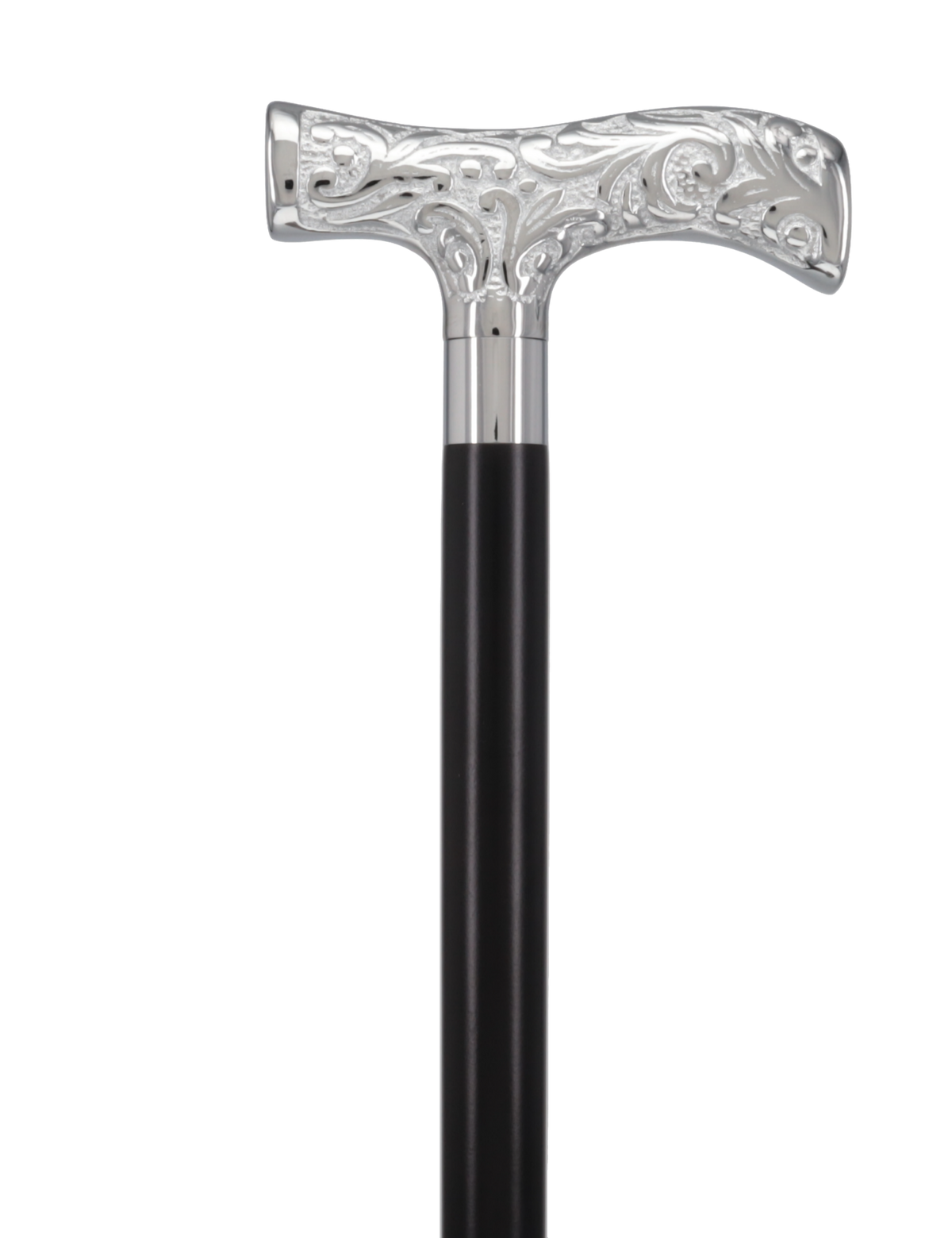 T-Handle Premium Chrome Brass Cane: Custom Shaft & Collar