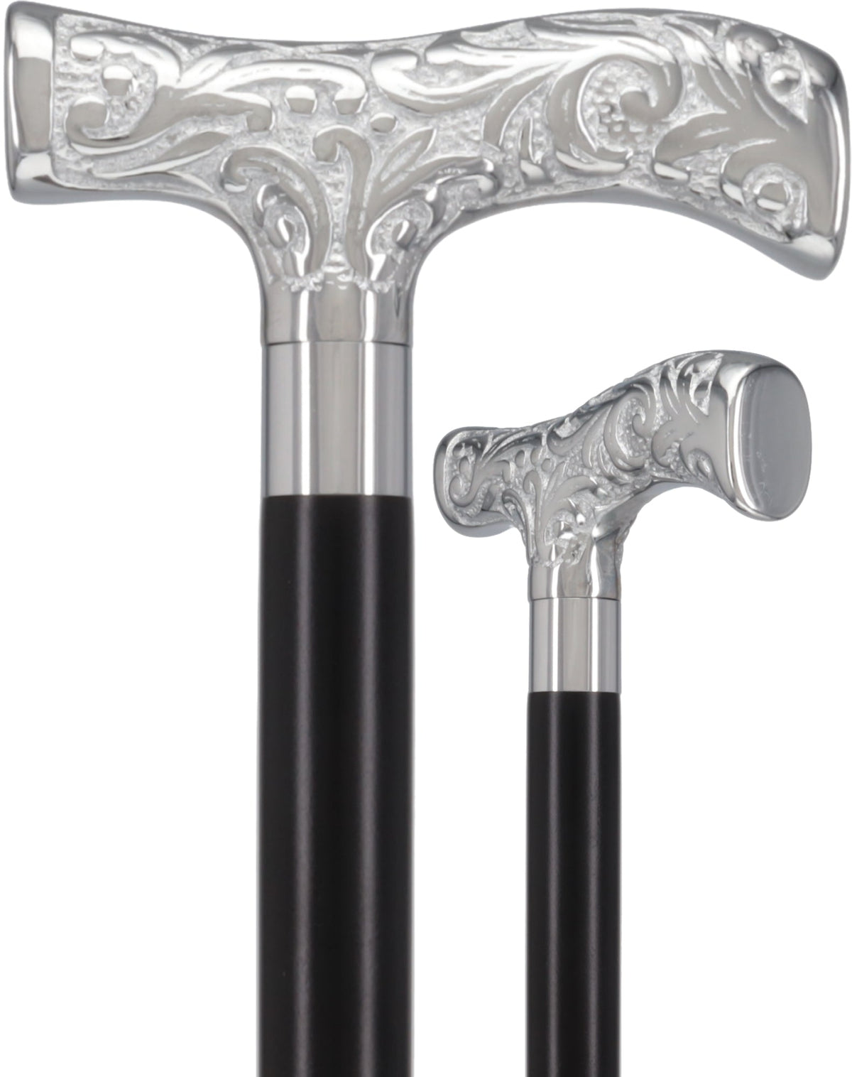 T-Handle Premium Chrome Brass Cane: Custom Shaft & Collar