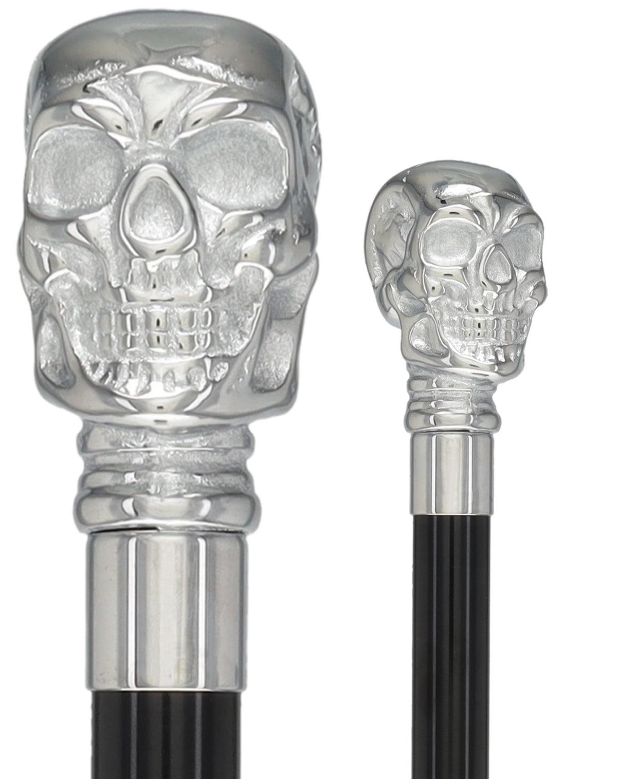 Skull Premium Chrome Brass Cane: Laser-Etched Custom Shaft