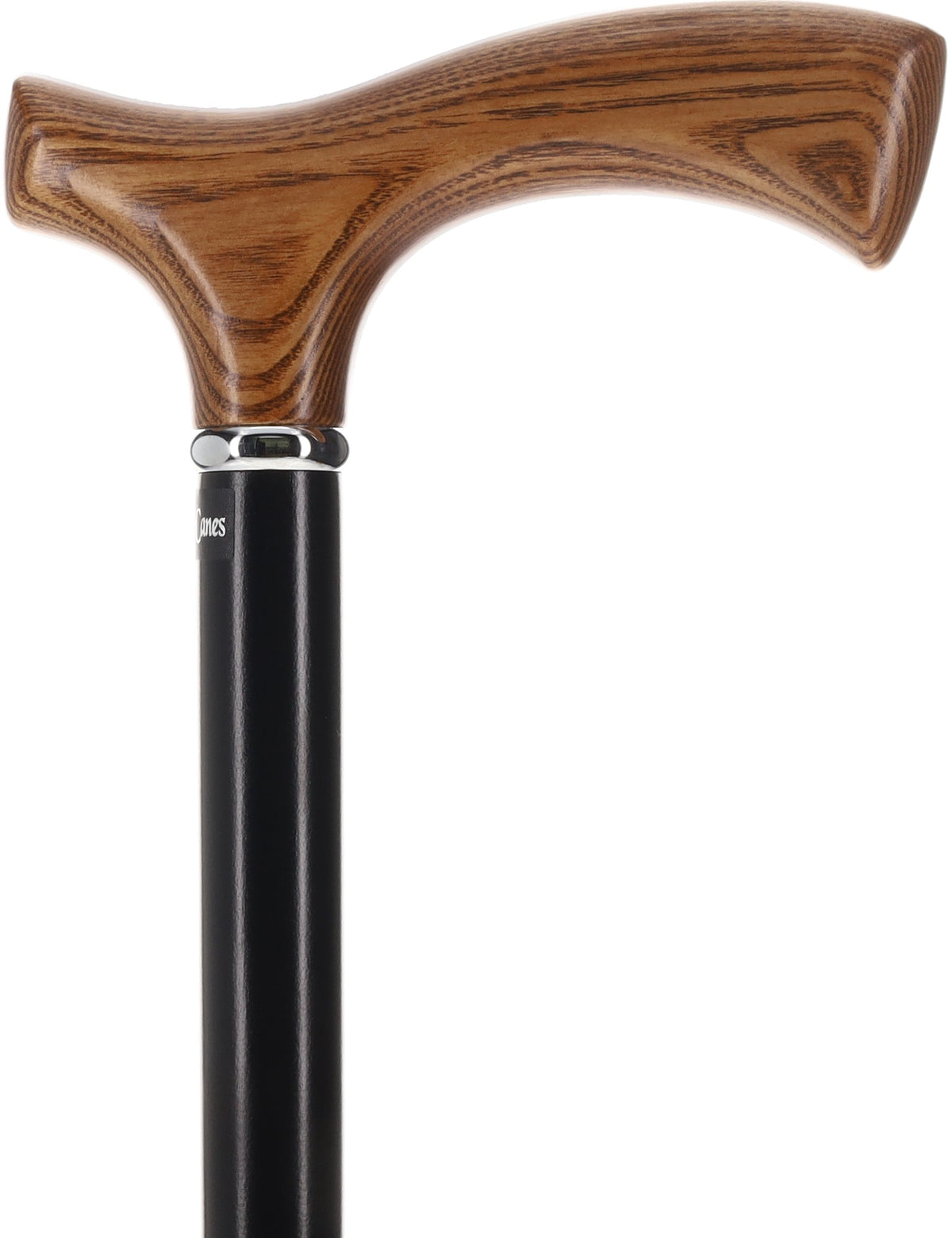 Premium Natural Ash Wood Fritz Cane, Espresso w/ Silver Collar