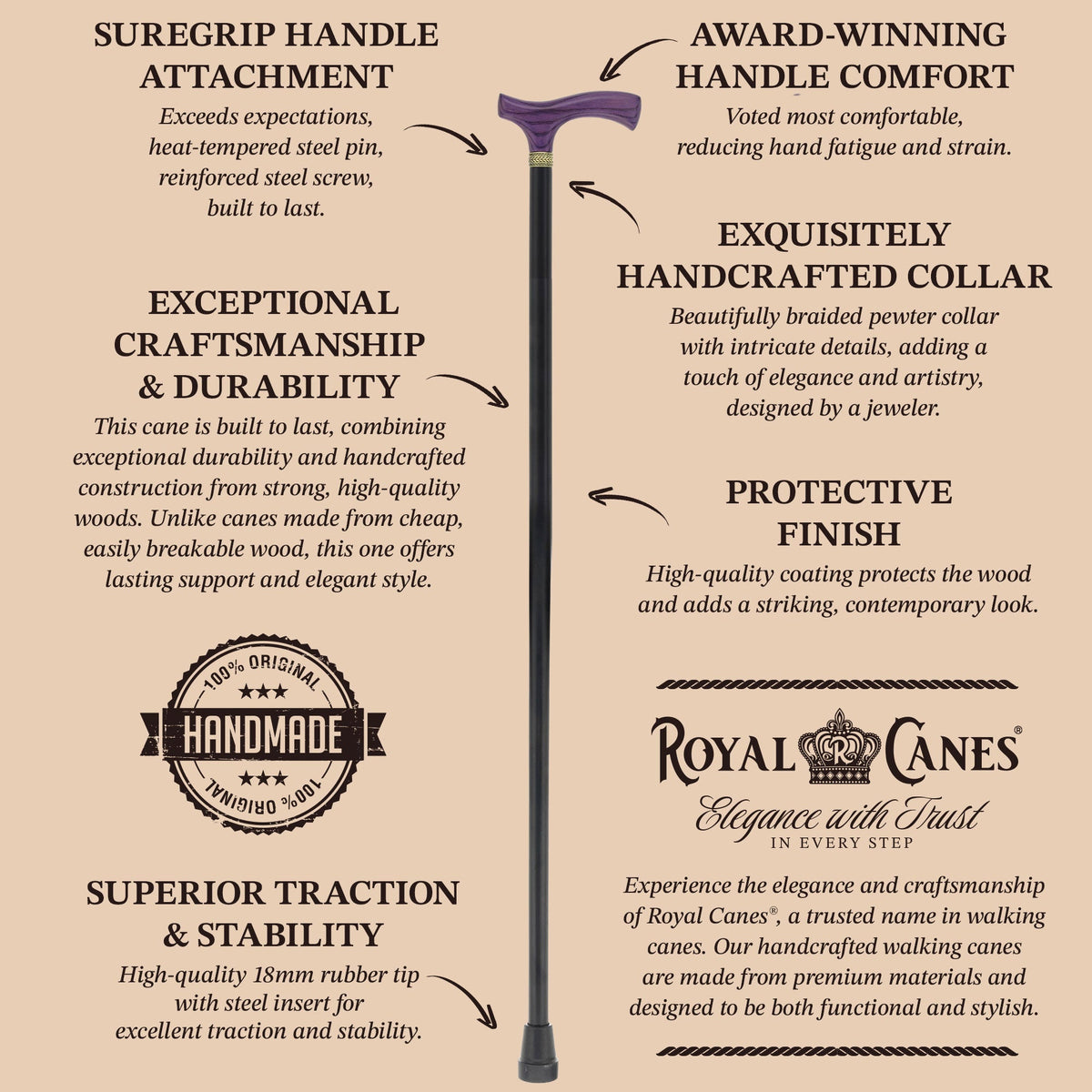Amethyst Purple Ash Fritz Cane: Premium Natural Ash Wood