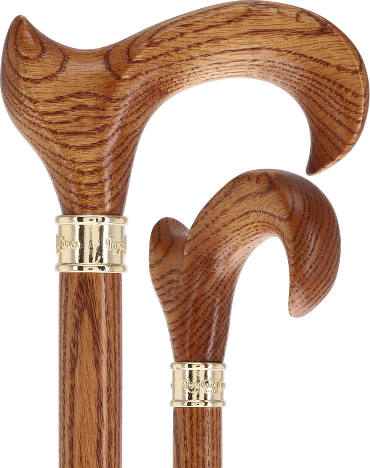 Genuine Oak Ergonomic Walking Cane with Embossed Collar