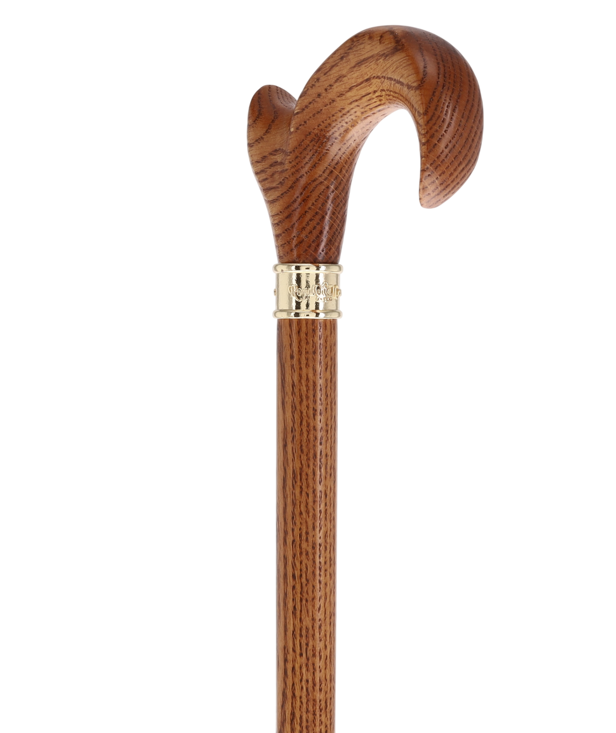 Genuine Oak Ergonomic Walking Cane with Embossed Collar