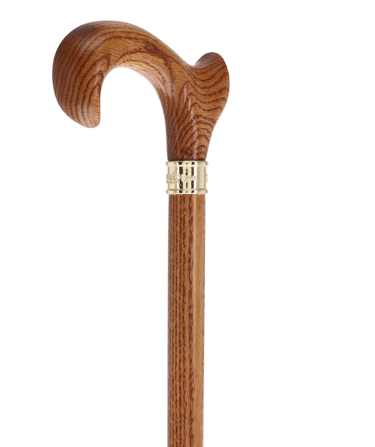 Genuine Oak Ergonomic Walking Cane with Embossed Collar