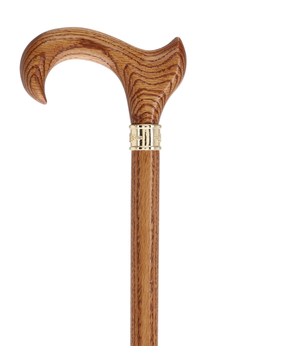 Genuine Oak Ergonomic Walking Cane with Embossed Collar