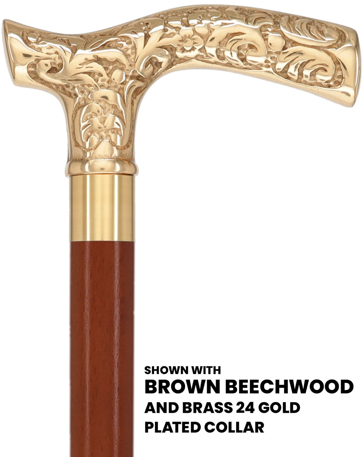 Brass Fritz Handle Walking Cane with Custom Shaft & Collar