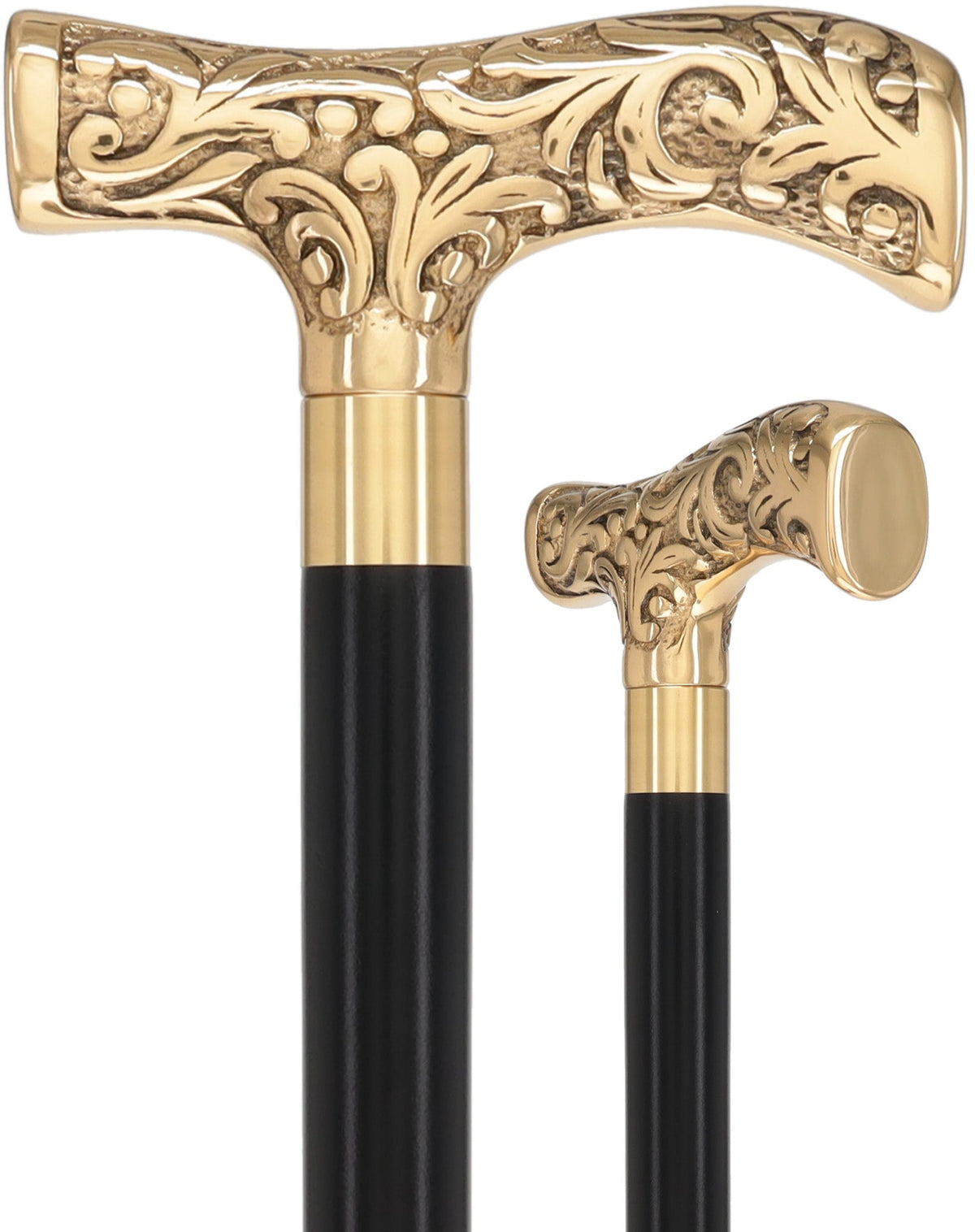 Premium Brass T-shaped Handle Walking Cane: Custom Shaft & Collar